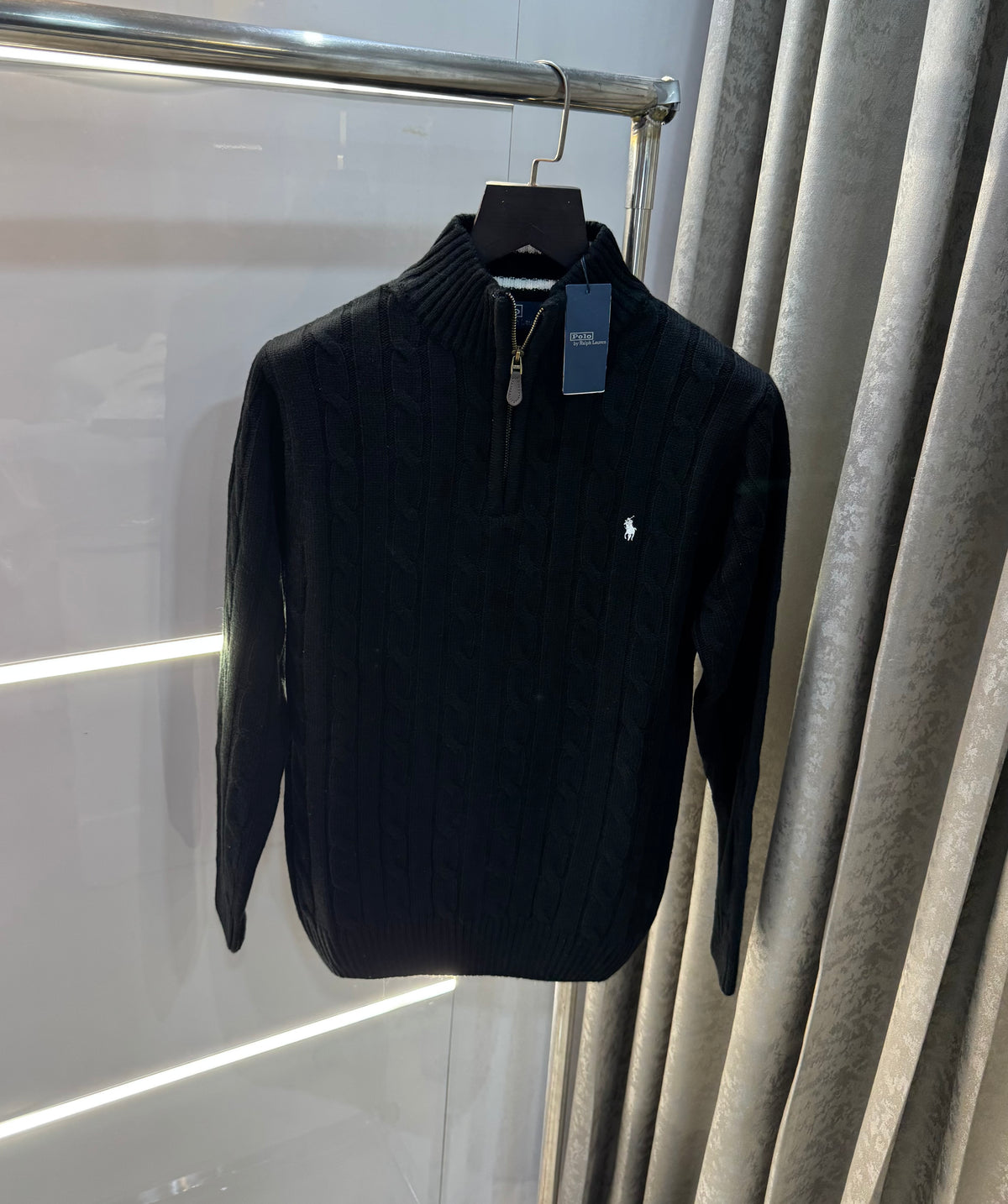 Ralph Lauren Black W Embroidery Logo Imported Knitted Pull Over