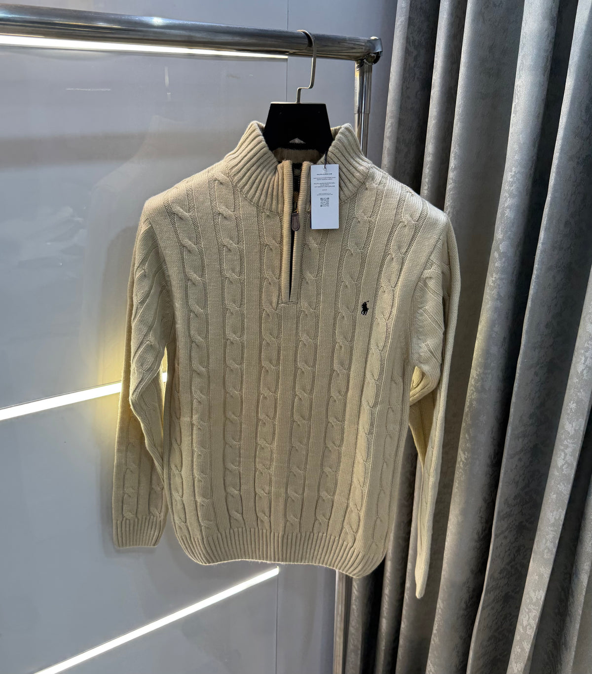 Ralph Lauren Beige Embroidery Logo Imported Knitted Pull Over