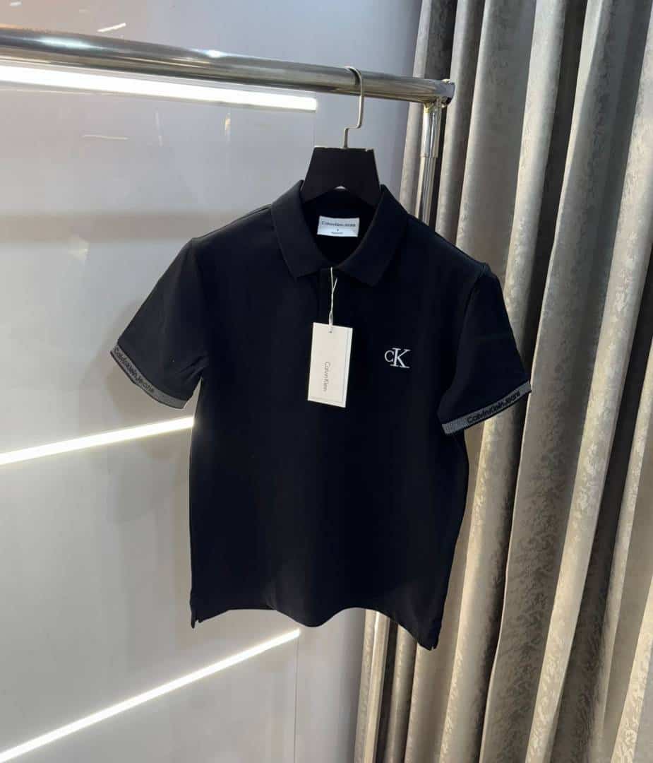 Calvin Klei n Black Embroidery Logo Premium Polo T-Shirt