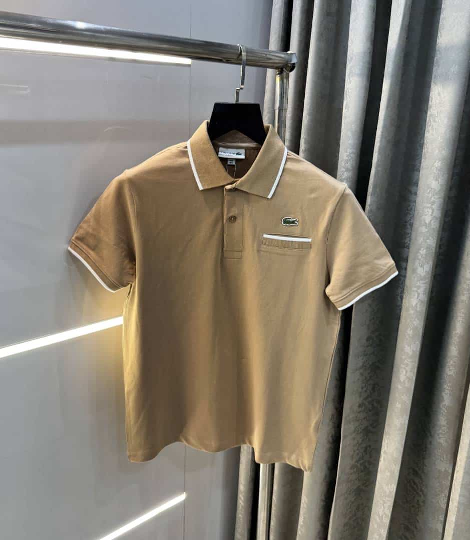 Lacost e Beige Logo Work Premium Polo T-Shirt