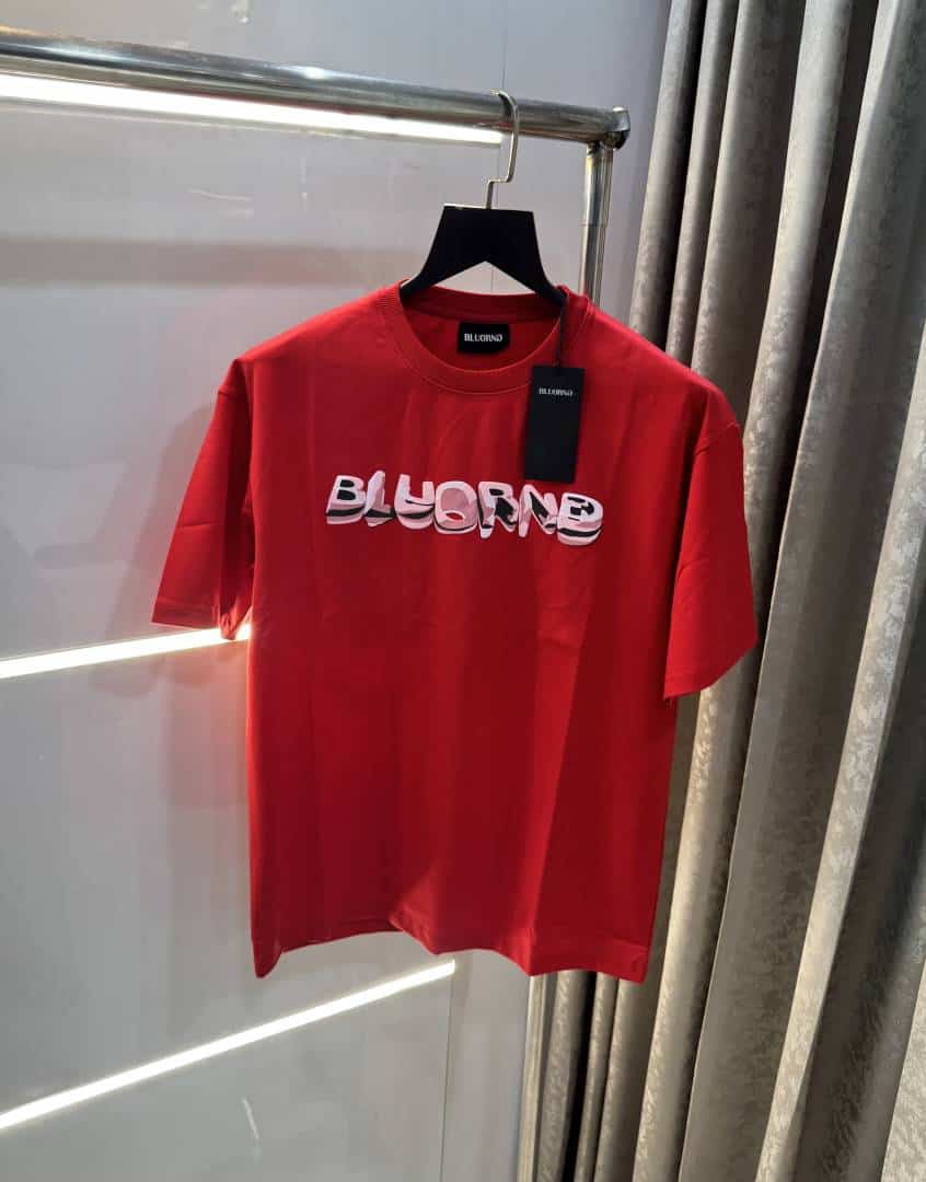 Bluorn g Red Emb0Ssed Print Imported Oversized T-Shirt