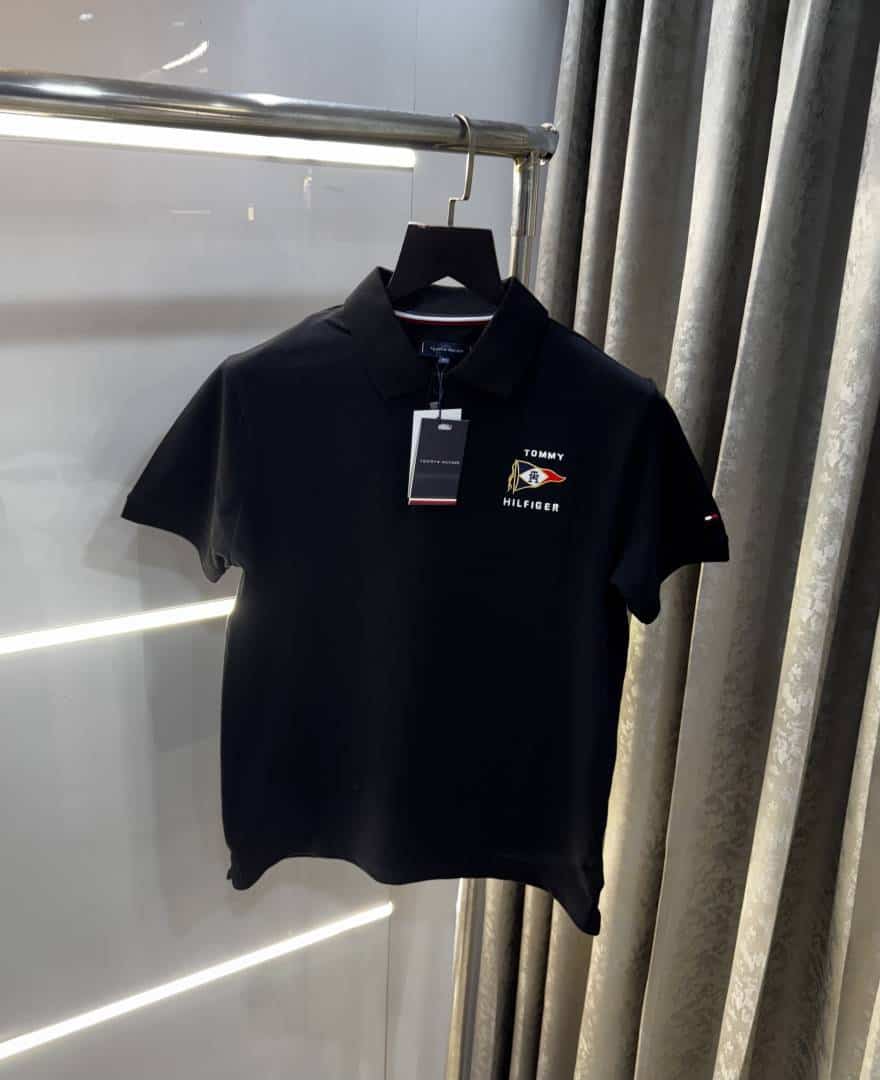Tomm y Hilfiger Black Logo Work Premium Polo T-Shirt