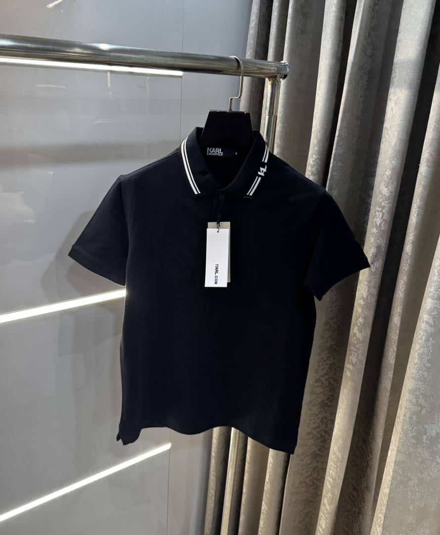 Kar l Lagerfeld Navy Blue Collar Look Premium Polo T-Shirt