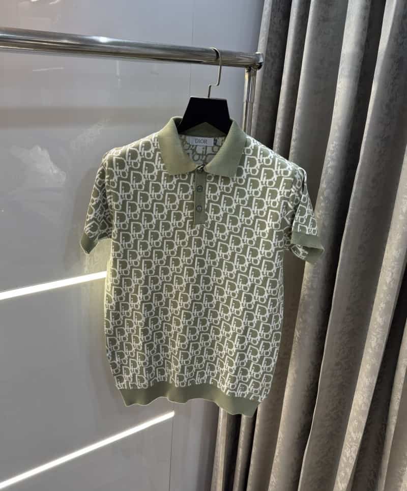 Christian Dio r Green Knitted Imported Polo T-Shirt