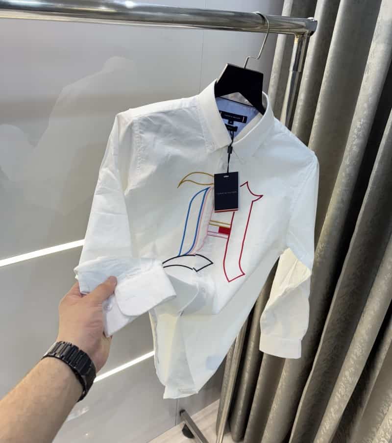 Tommy White Embroidery Logo Premium Shirt