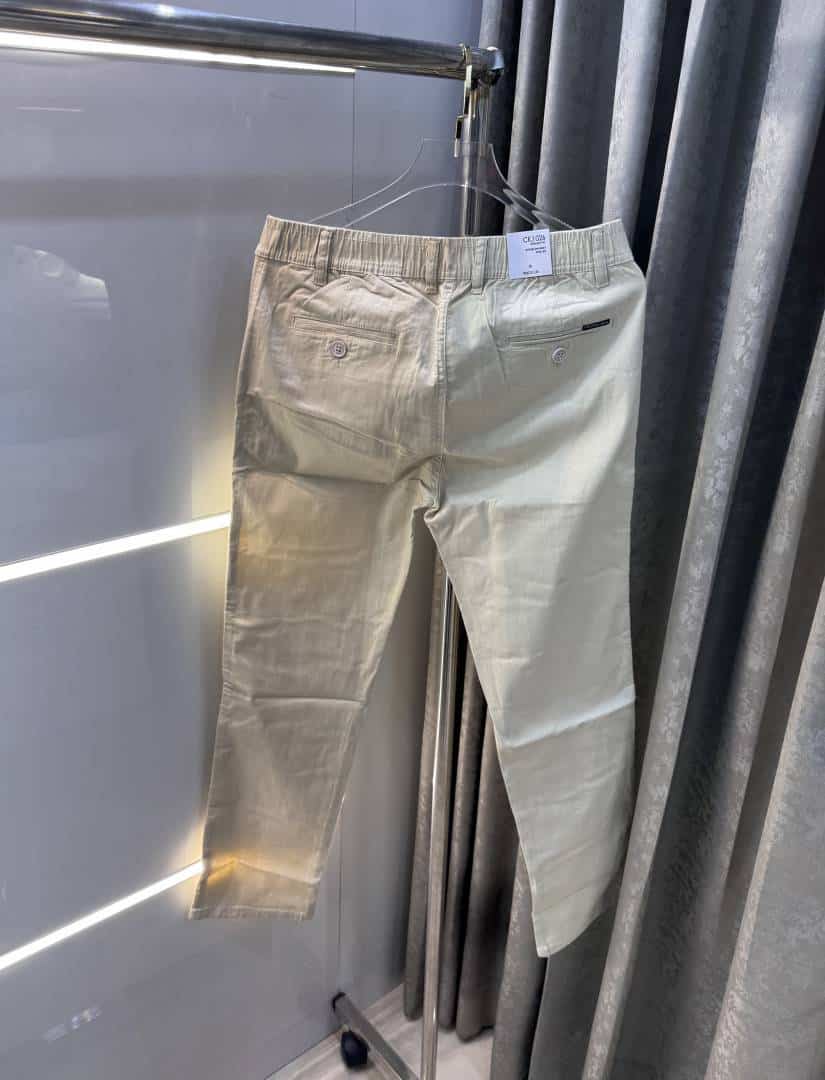 Calvi n klein Cream Premium Classic Linen Trouser