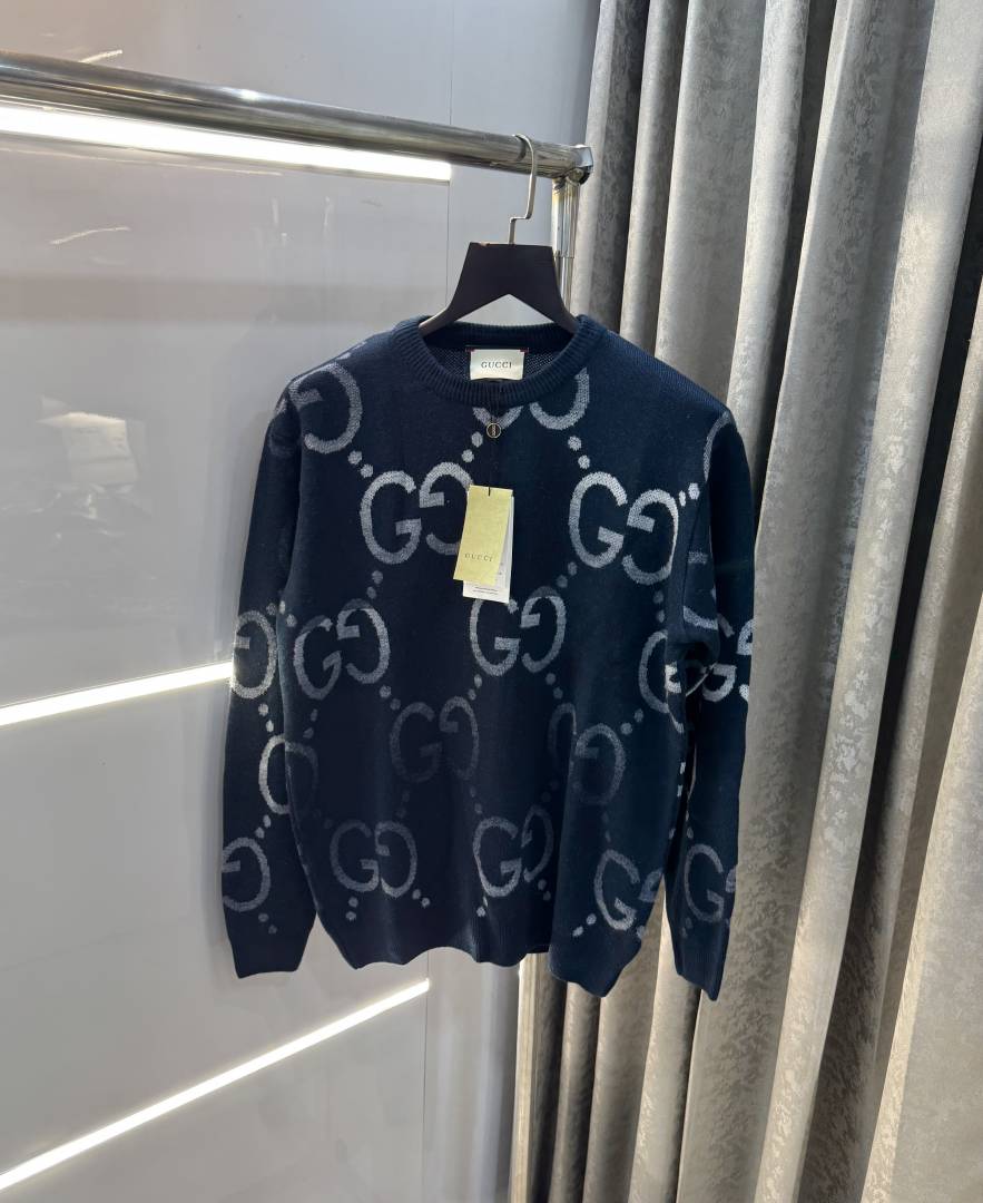 Gucc i Navy Blue Monogr...AM Knitted Imported Pull Over