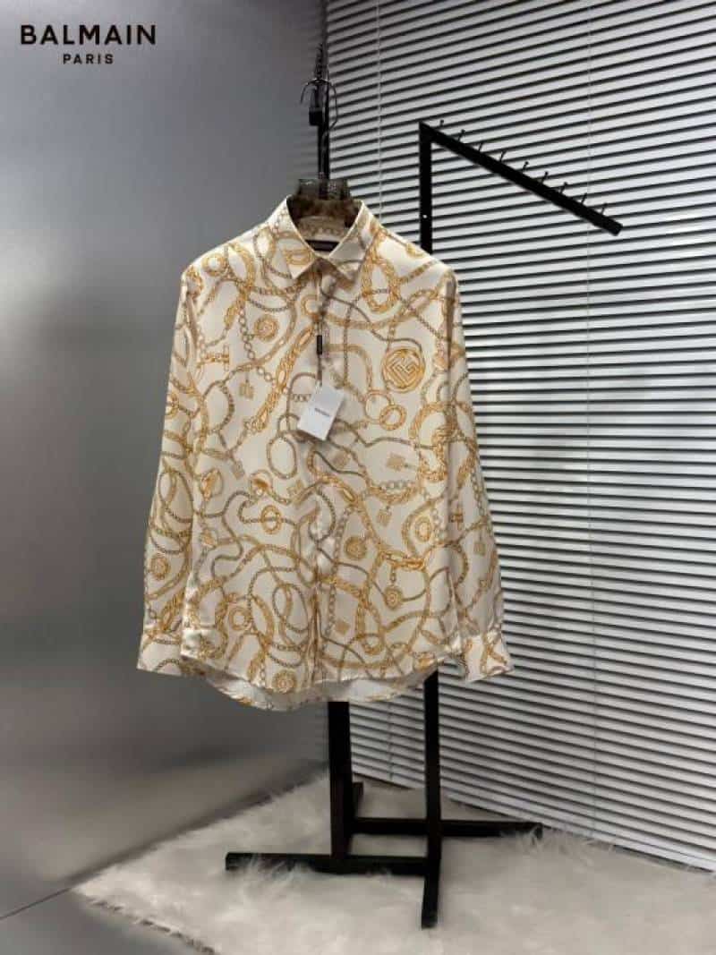 Balmai n Paris Cream Printed Shirt With Premium Box Packing And Carry Bag