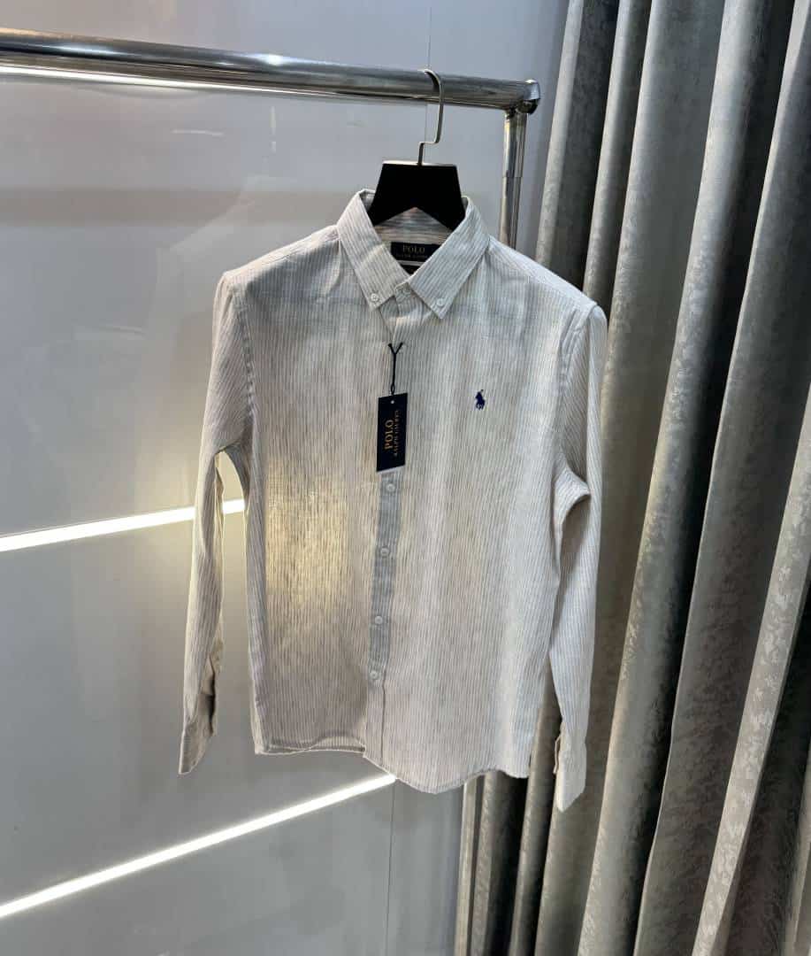 Ralph Lauren Beige Strappies Premium Linen Shirt