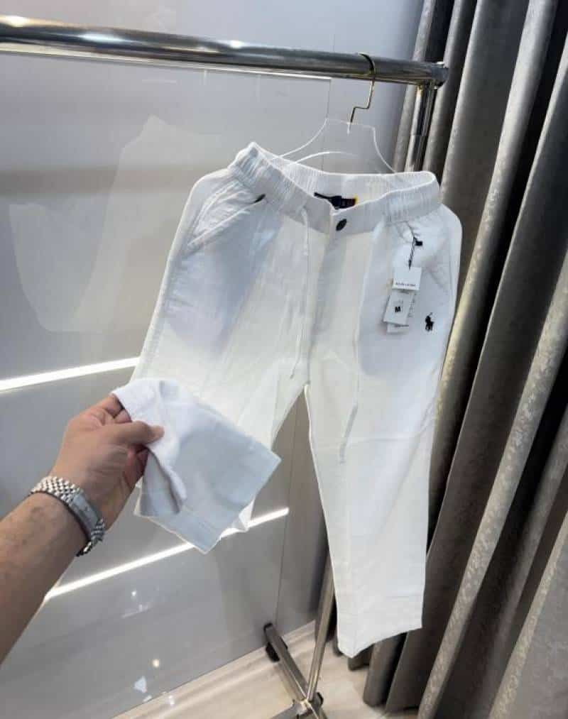 Ralp Lauren White Premium Linen TrackPant