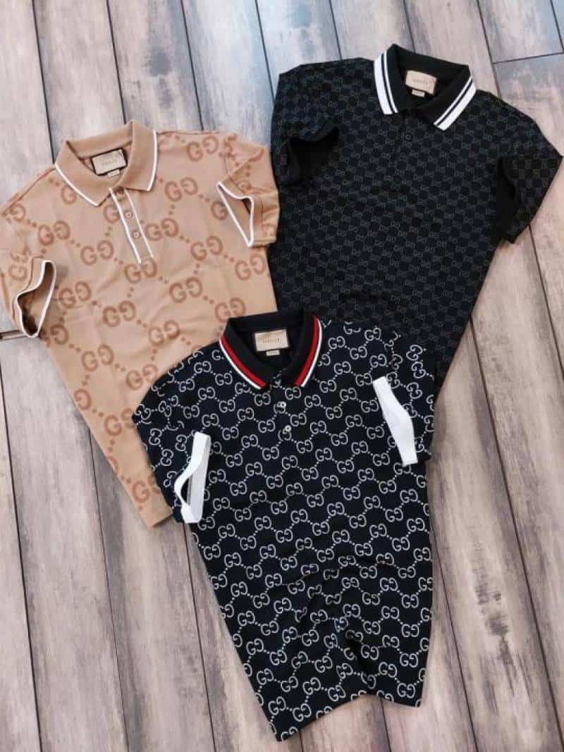 Gucc i Beige Monogr4M Lux!ury Polo T-Shirt