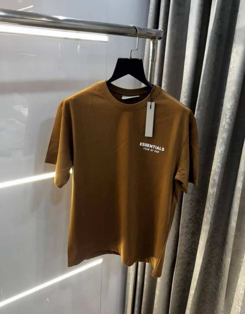 Essential Fear Of God Brown Back Print Imported Oversized T-Shirt