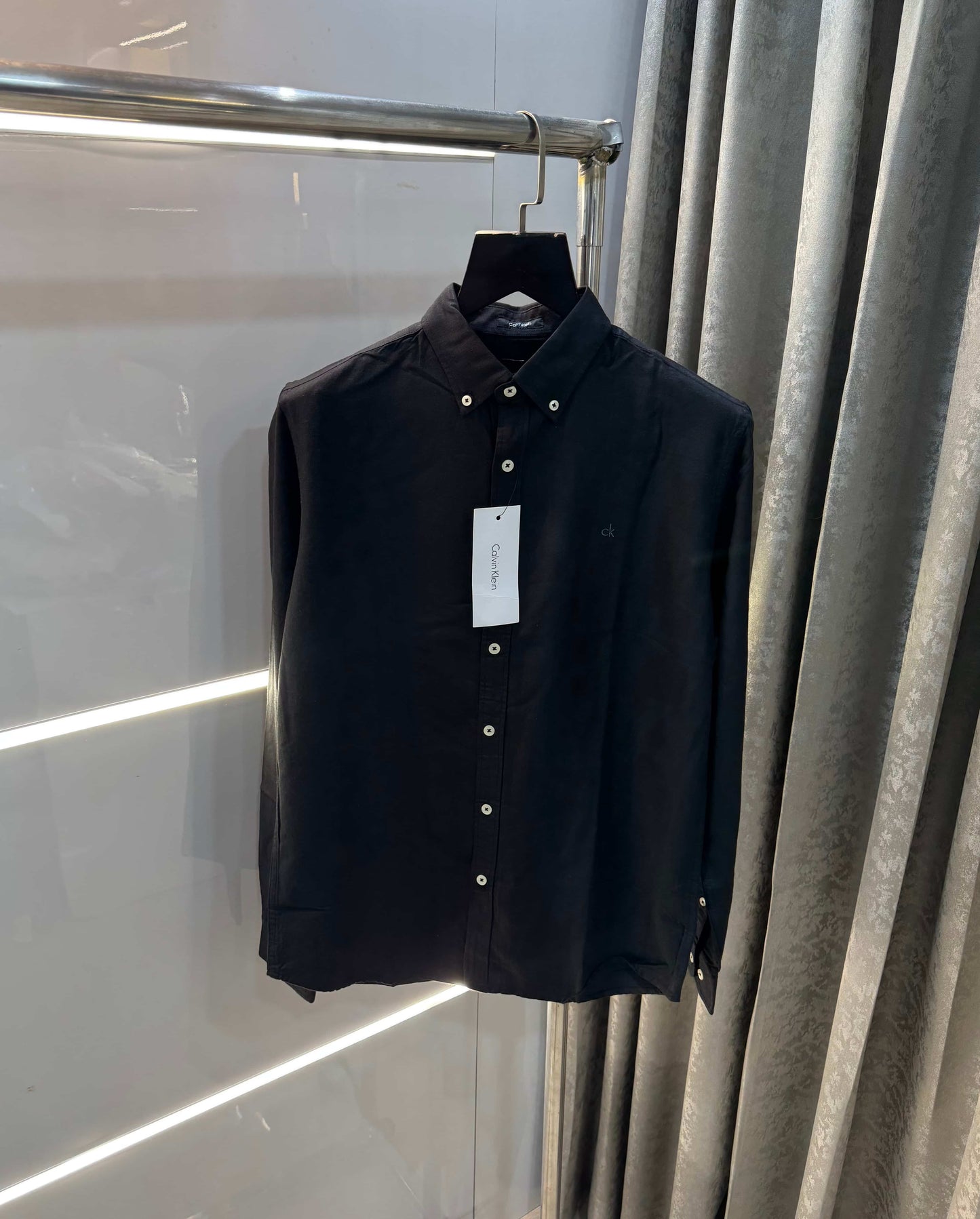 Calvin klein Black Embroidery Logo Premium Linen Shirt