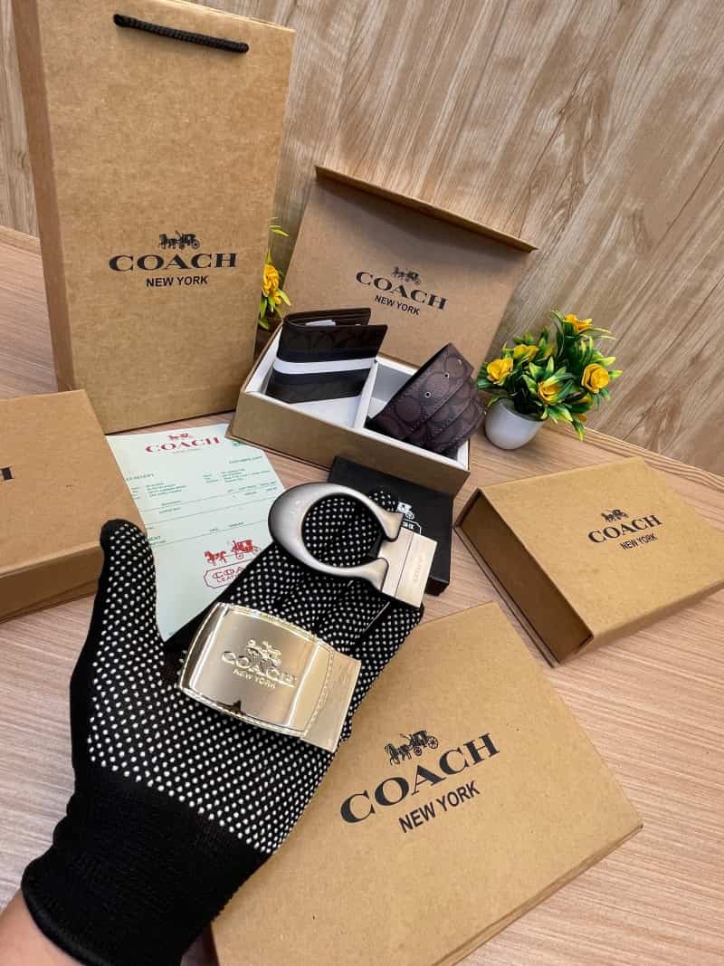 COACH_2_Buckle_Belt_&_wallet_Combo_C385
