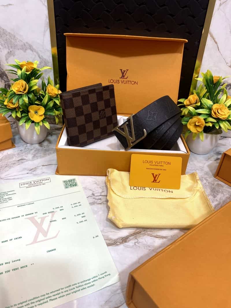 LOUI_S VUITTONN Premium Belt & wallet Combo C323