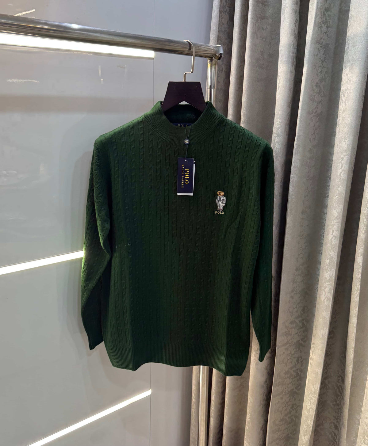 Ralph Lauren Bottle Green Teddy Edition Knitted Pull Pver
