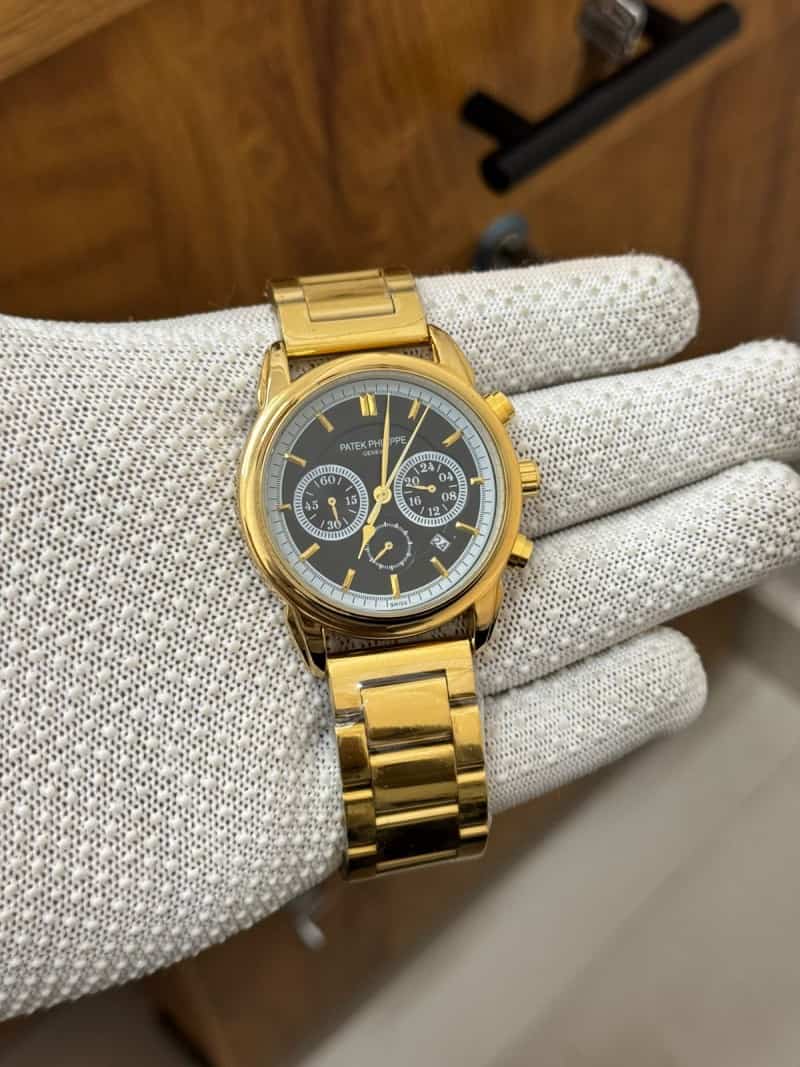 Sale Patek_Philippe Gold & Black Dial Chronograph