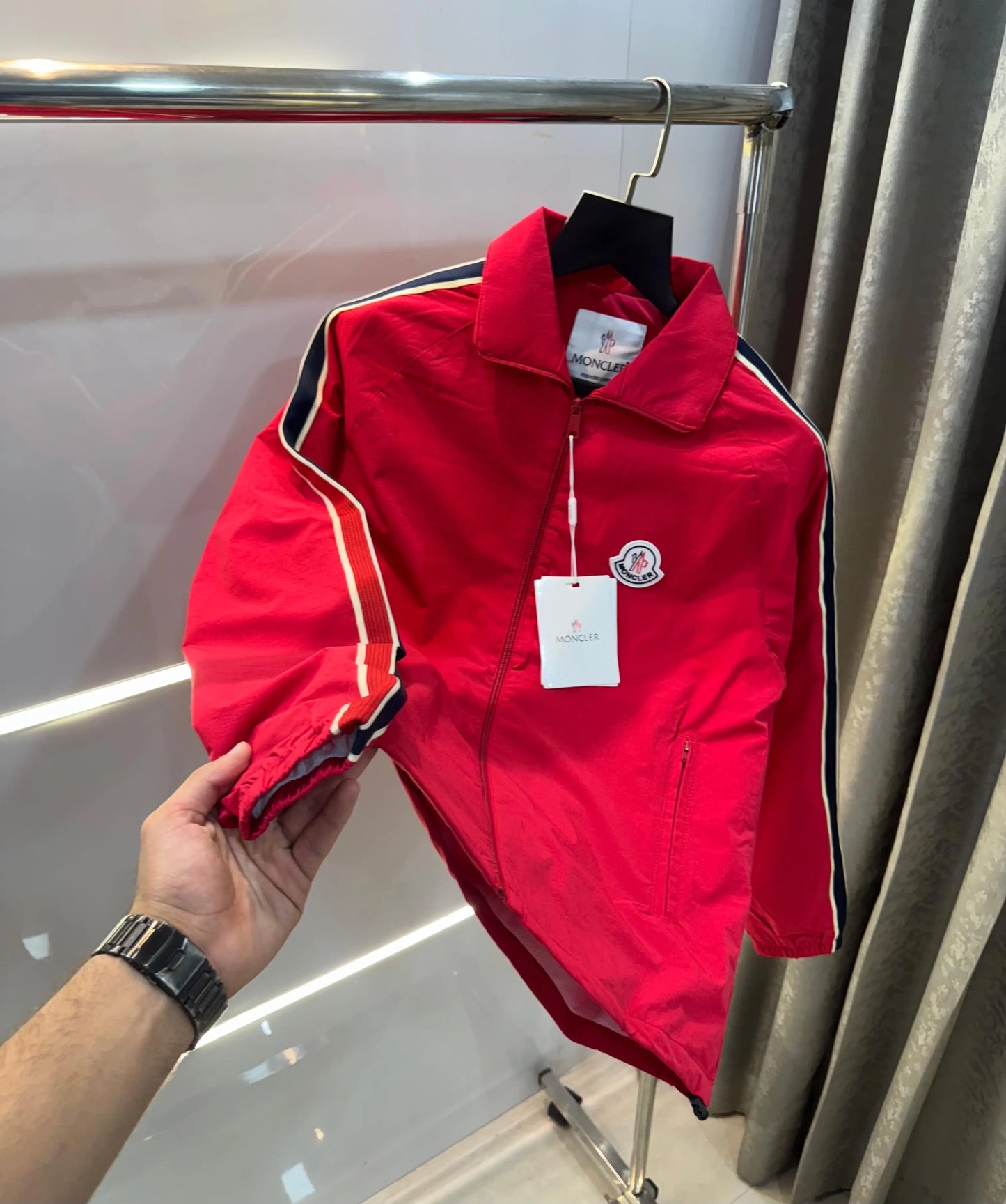 Moncle r Red Logo Work Imported Premium Bomber Jacket