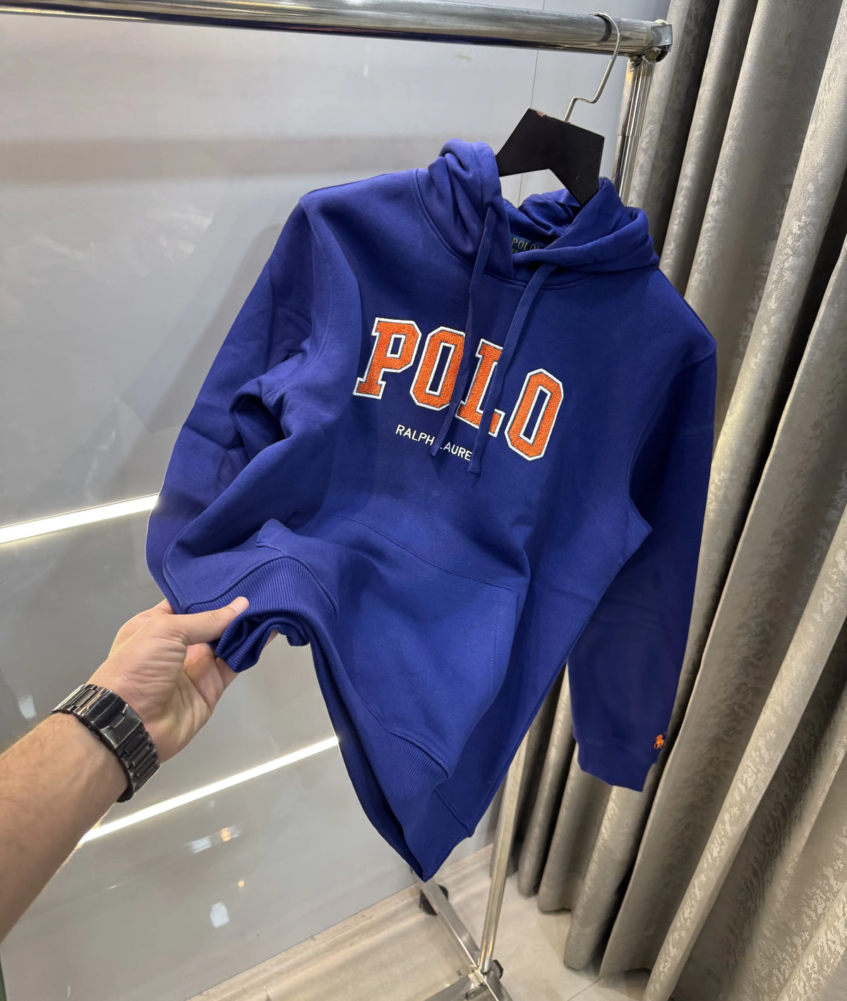 Ralph Lauren Mid Blue Embroidery Logo Imported Hoodie