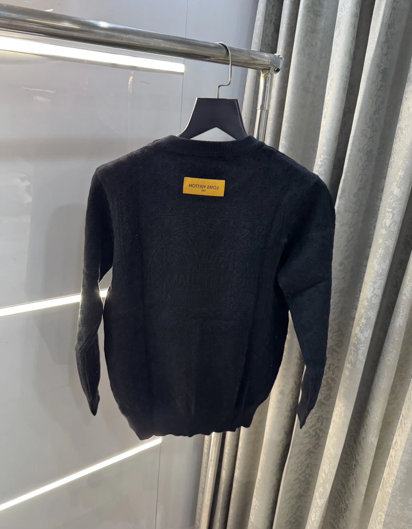 Louis Vuitton Black Logo Work Imported Pull Over