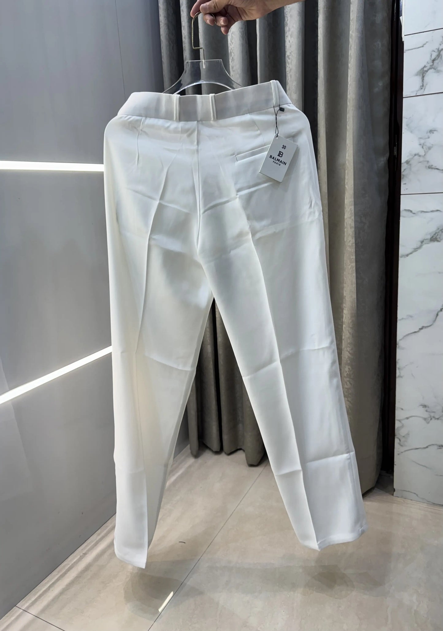 Balmai n Paris White Imported Boot Cut Trouser