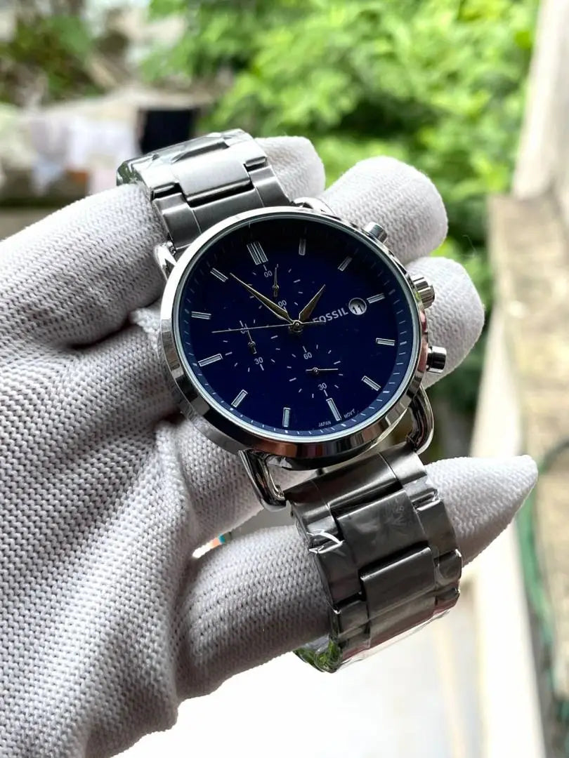 Fossi_l commuter silver blue dial