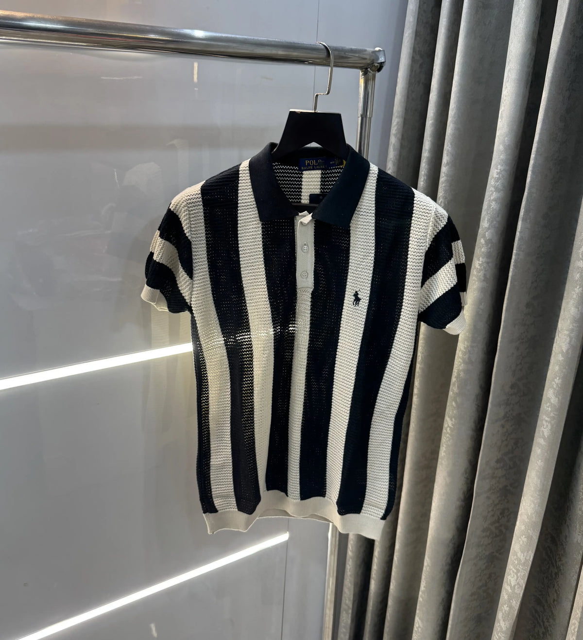 Ralph Lauren Black Premium Knitted Polo T-Shirt