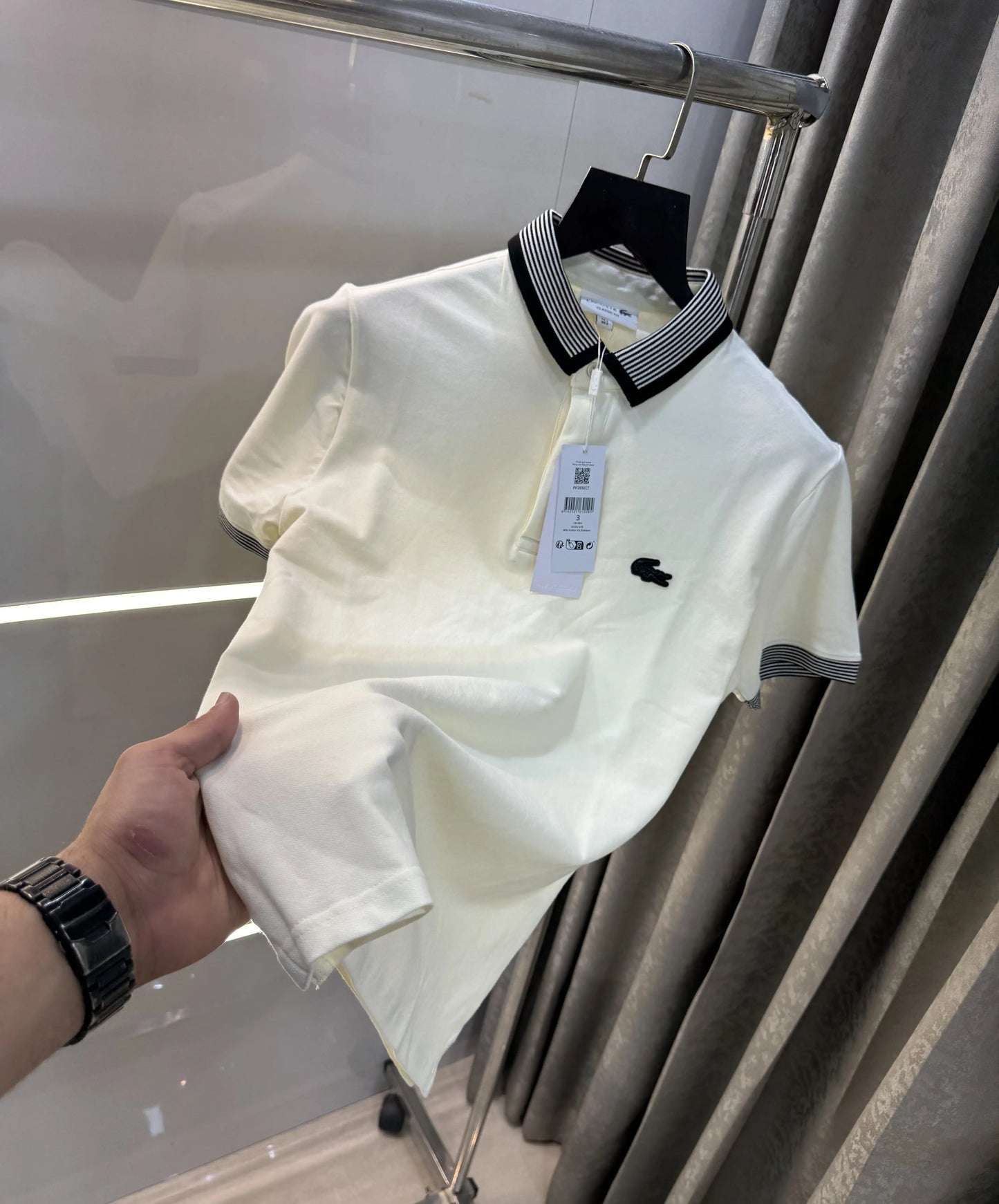 Lacost e Cream Embroidery Logo Premium Polo T-Shirt