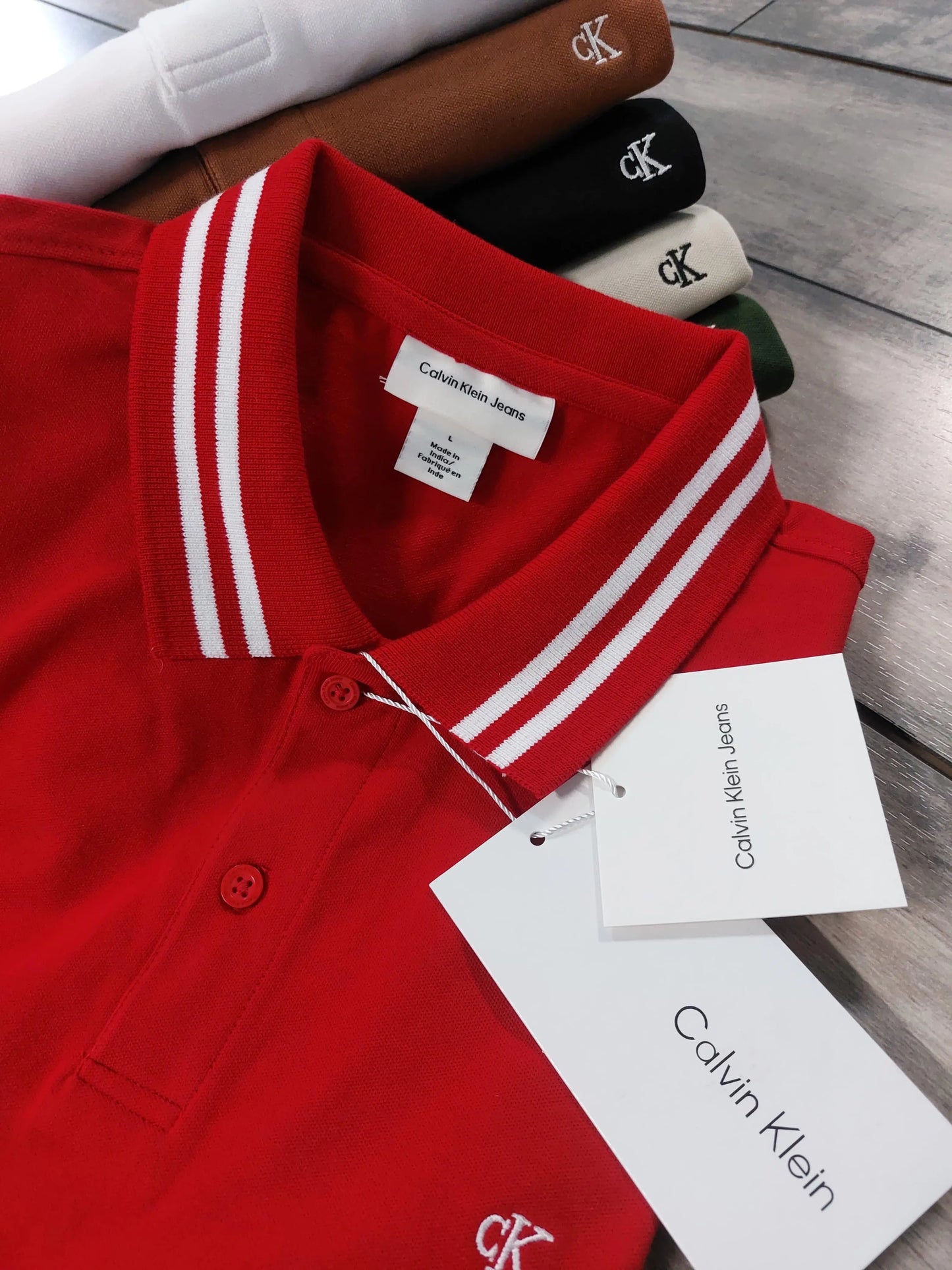Calvin Klein Red Embroidery Logo Premium Polo T-Shirt