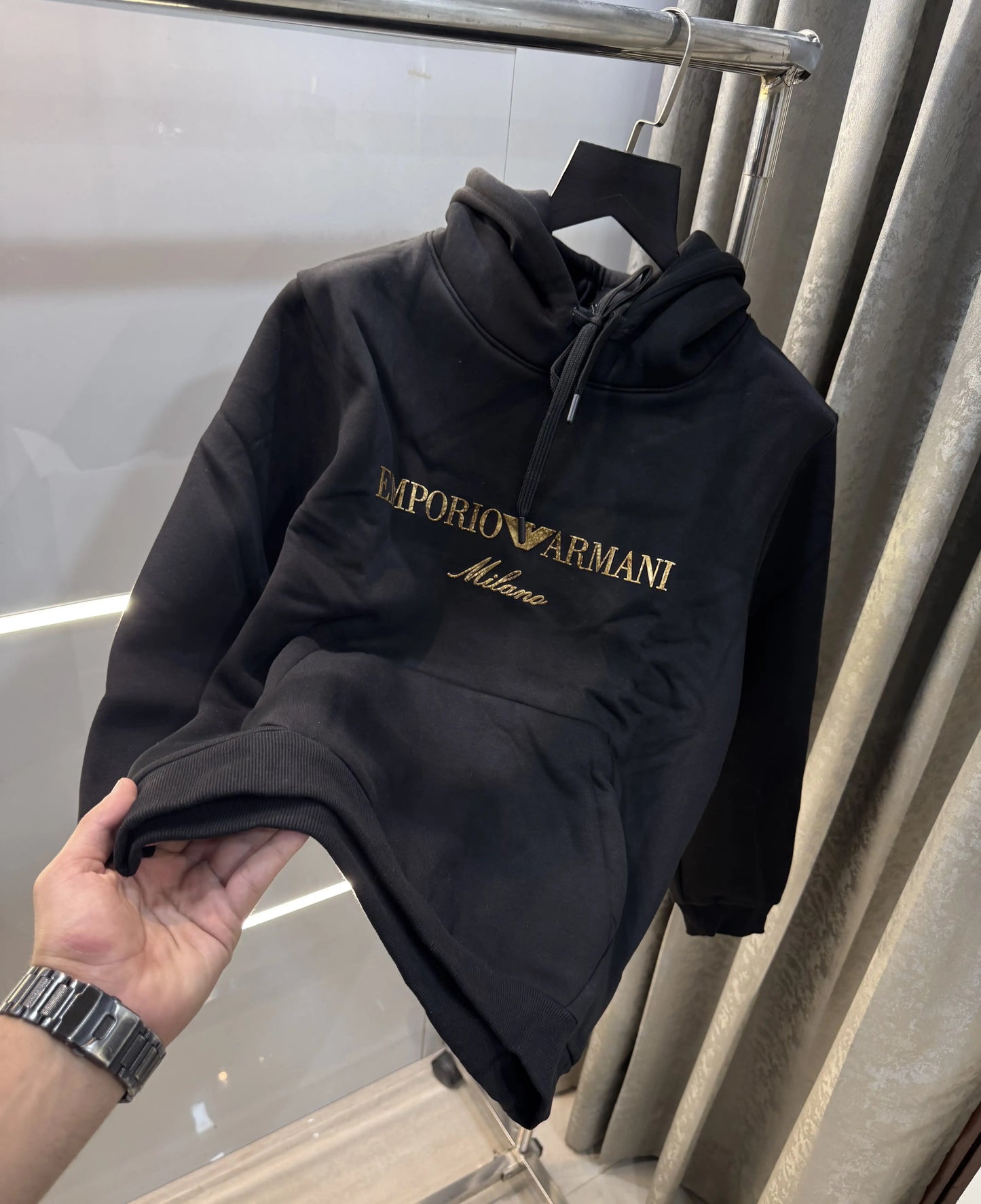Emporio Armani Black Logo Work Imported Hoodie