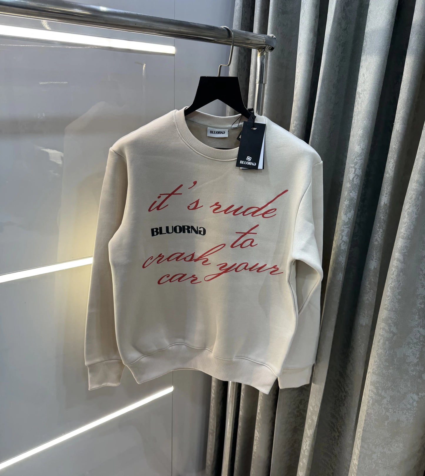 Bluorang Cream Logo Back Print Premium Sweatshirt