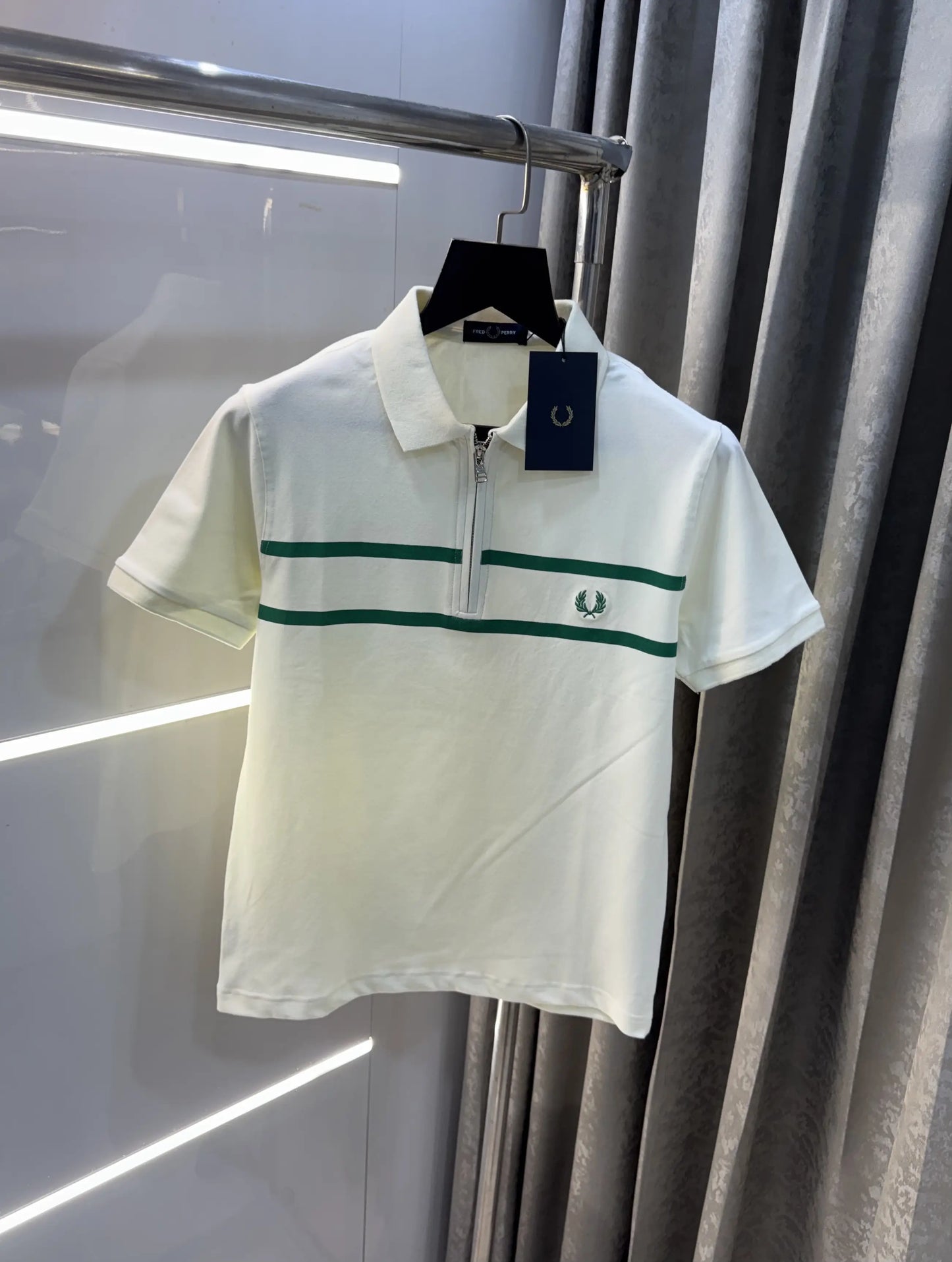 Fredperry Cream Embroidery Logo Premium Polo T-Shirt