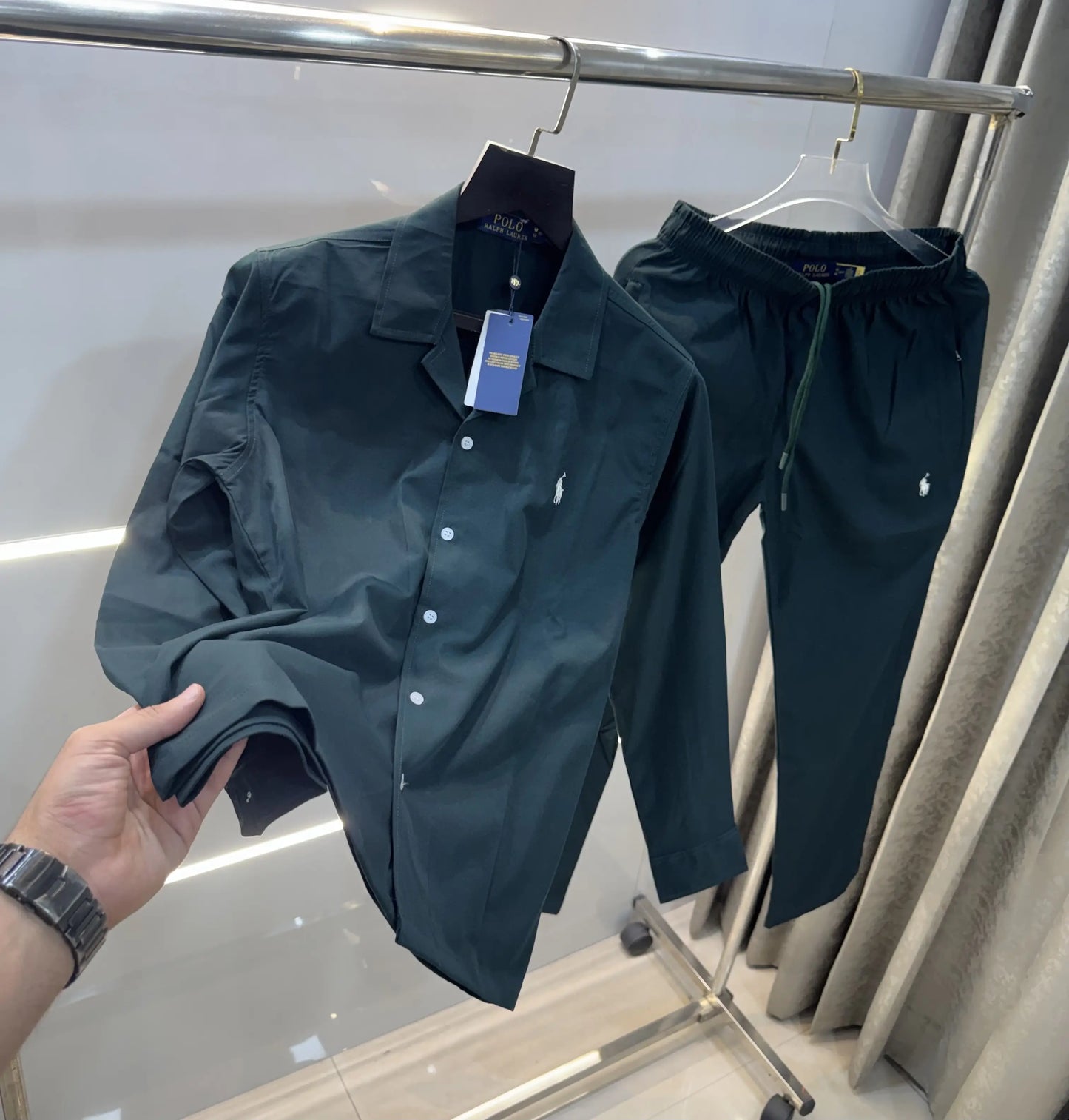 Ralph Lauren Bottle Green Logo Work Premium Tracksuit
