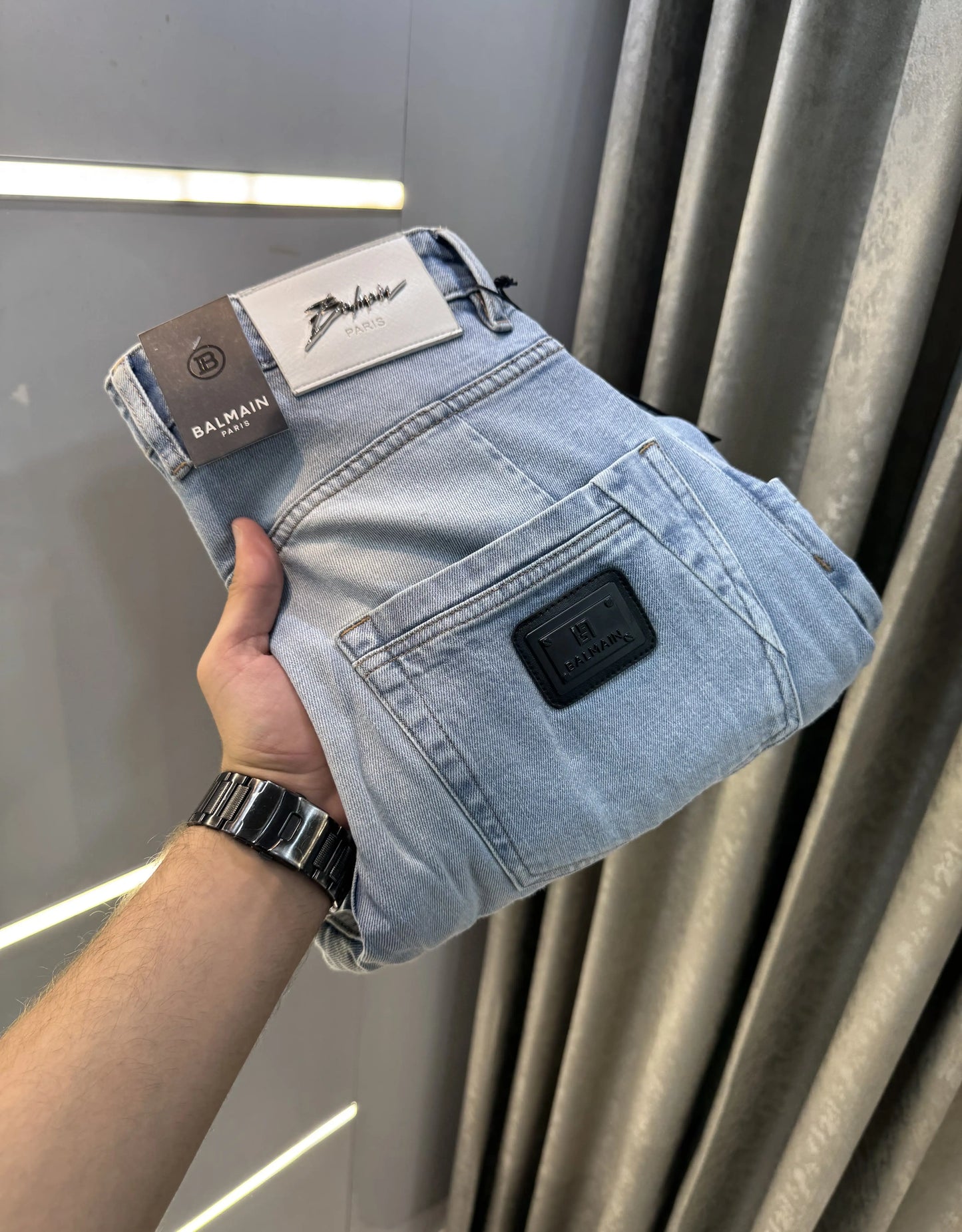 Balmain Paris Sky Blue Imported Rider Denim