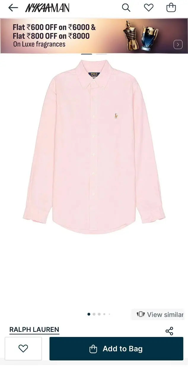 Ralph Lauren Pink Embroidery Logo Classic Shirt