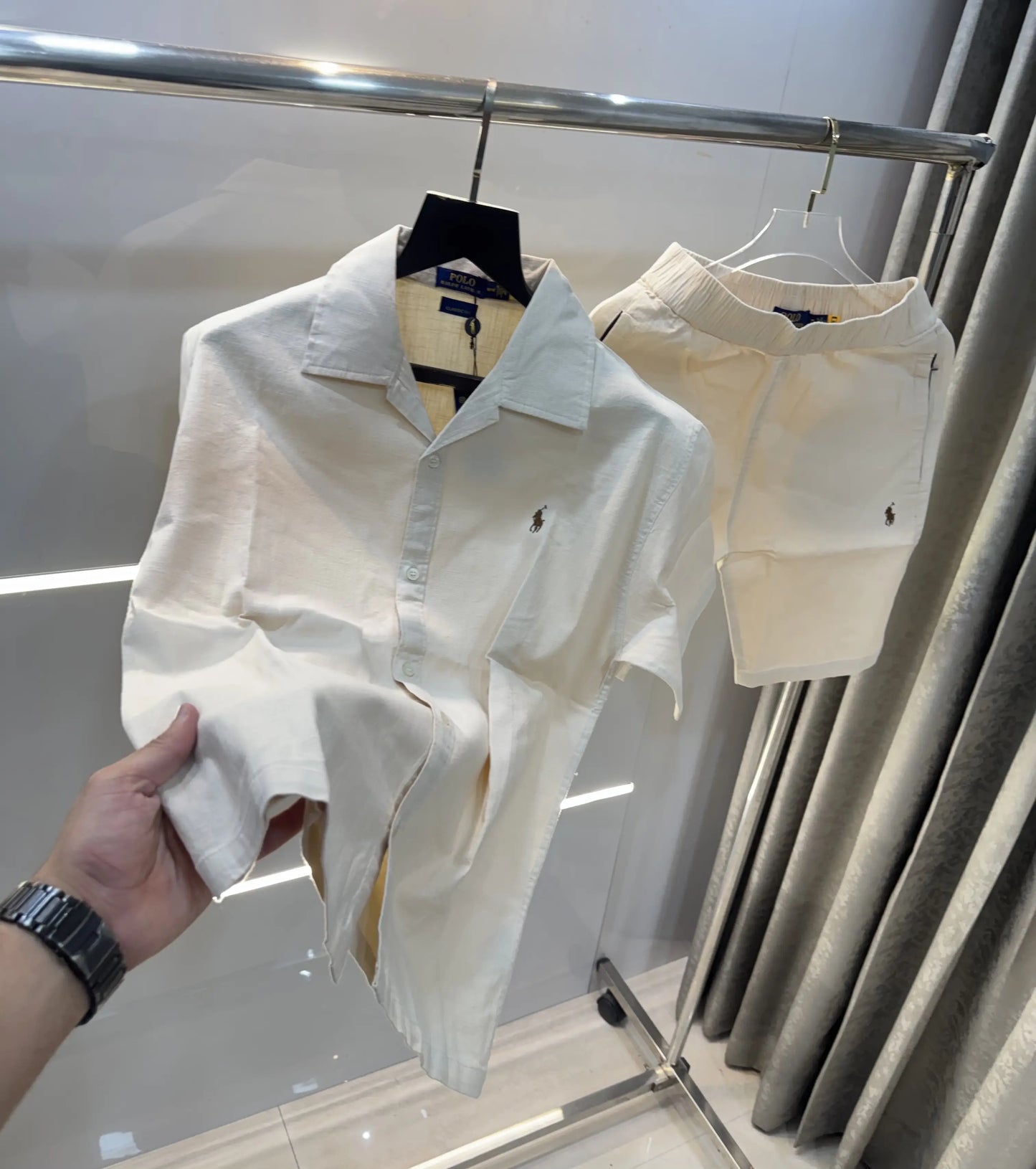 Ralph Lauren Cream Logo Work Premium Cord Set