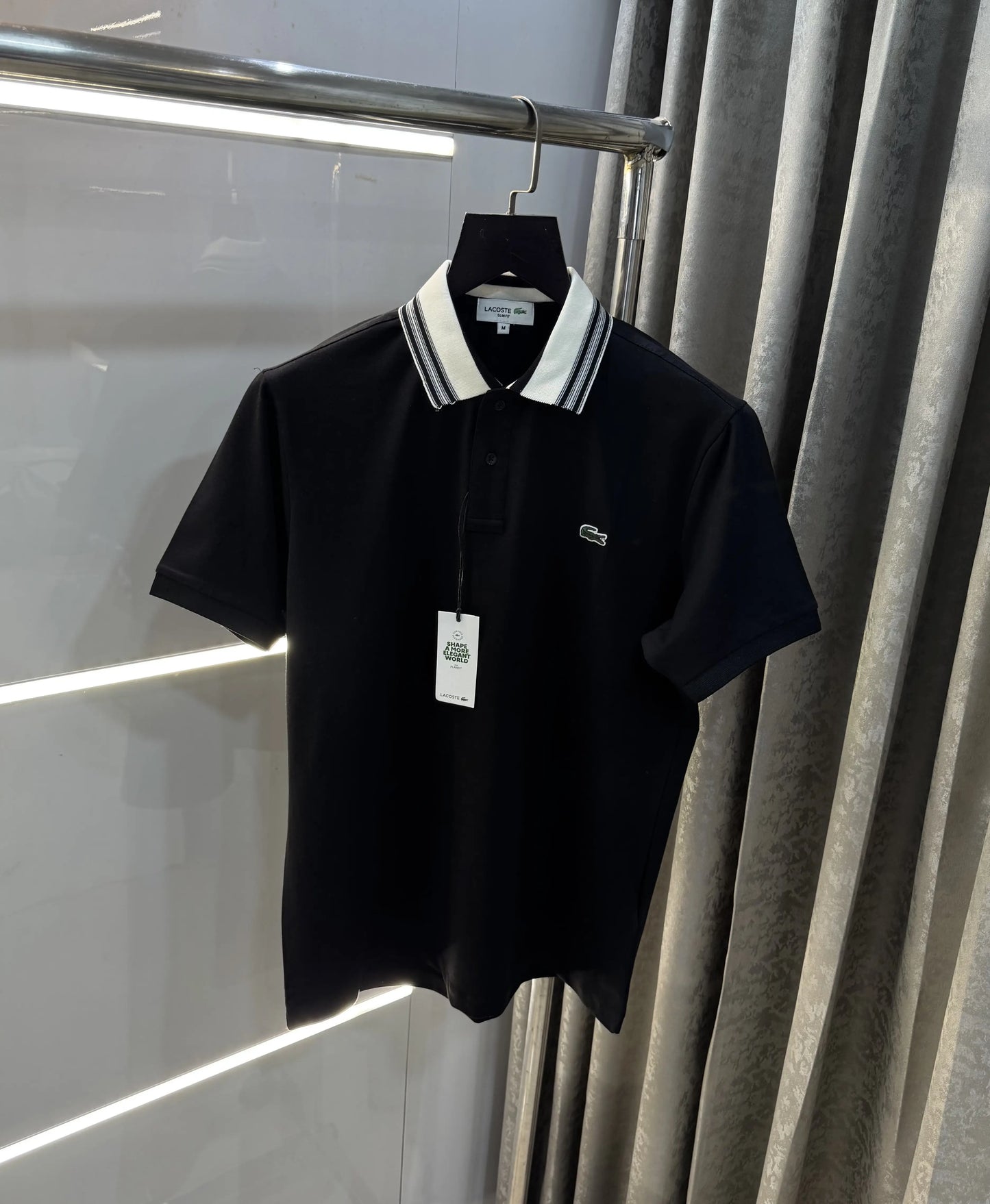 Lacost e Black Embroidery Logo Premium Polo T-Shirt