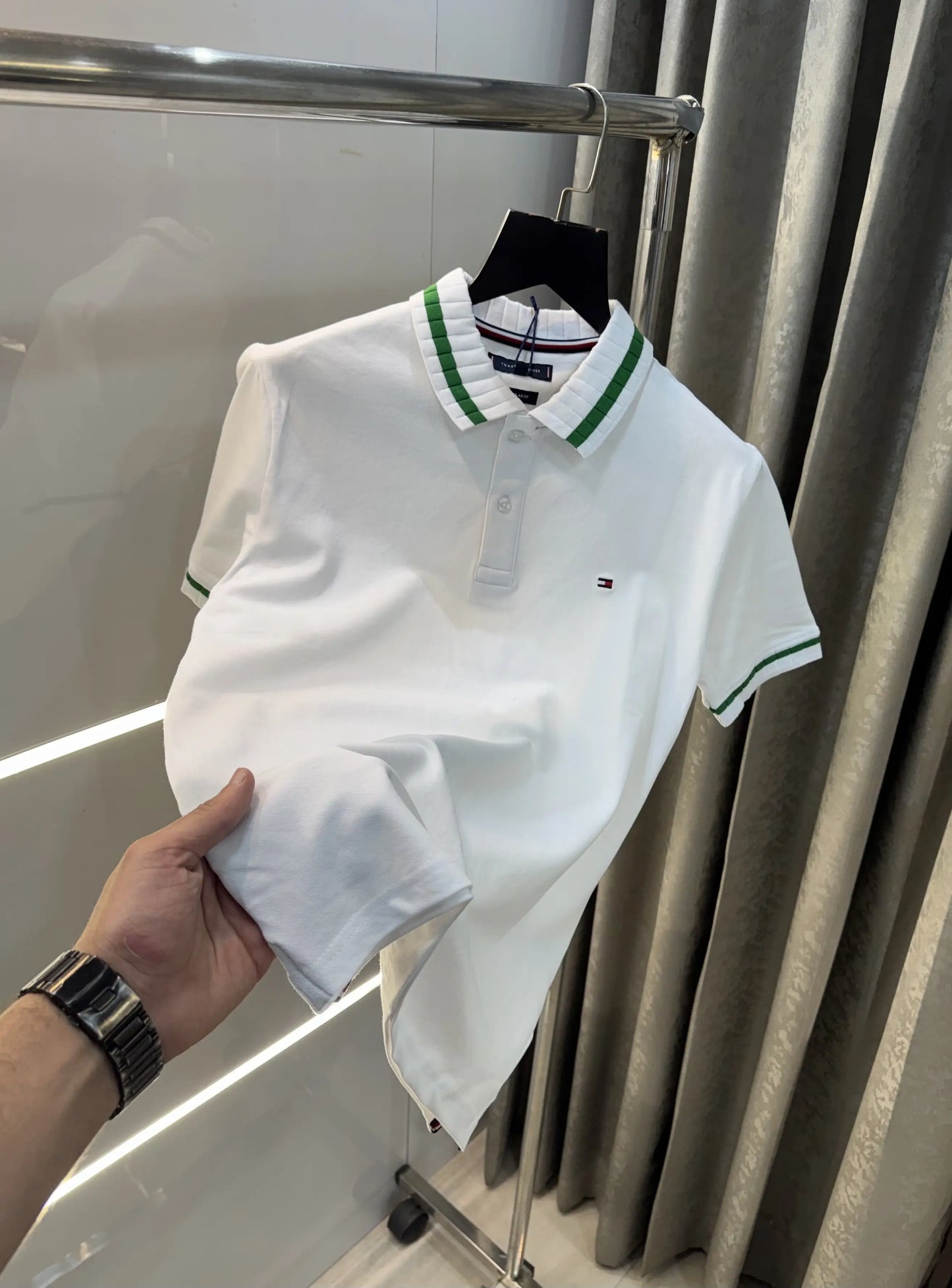 Tomm y Hilfige r White Logo Work Premium Polo T-Shirt