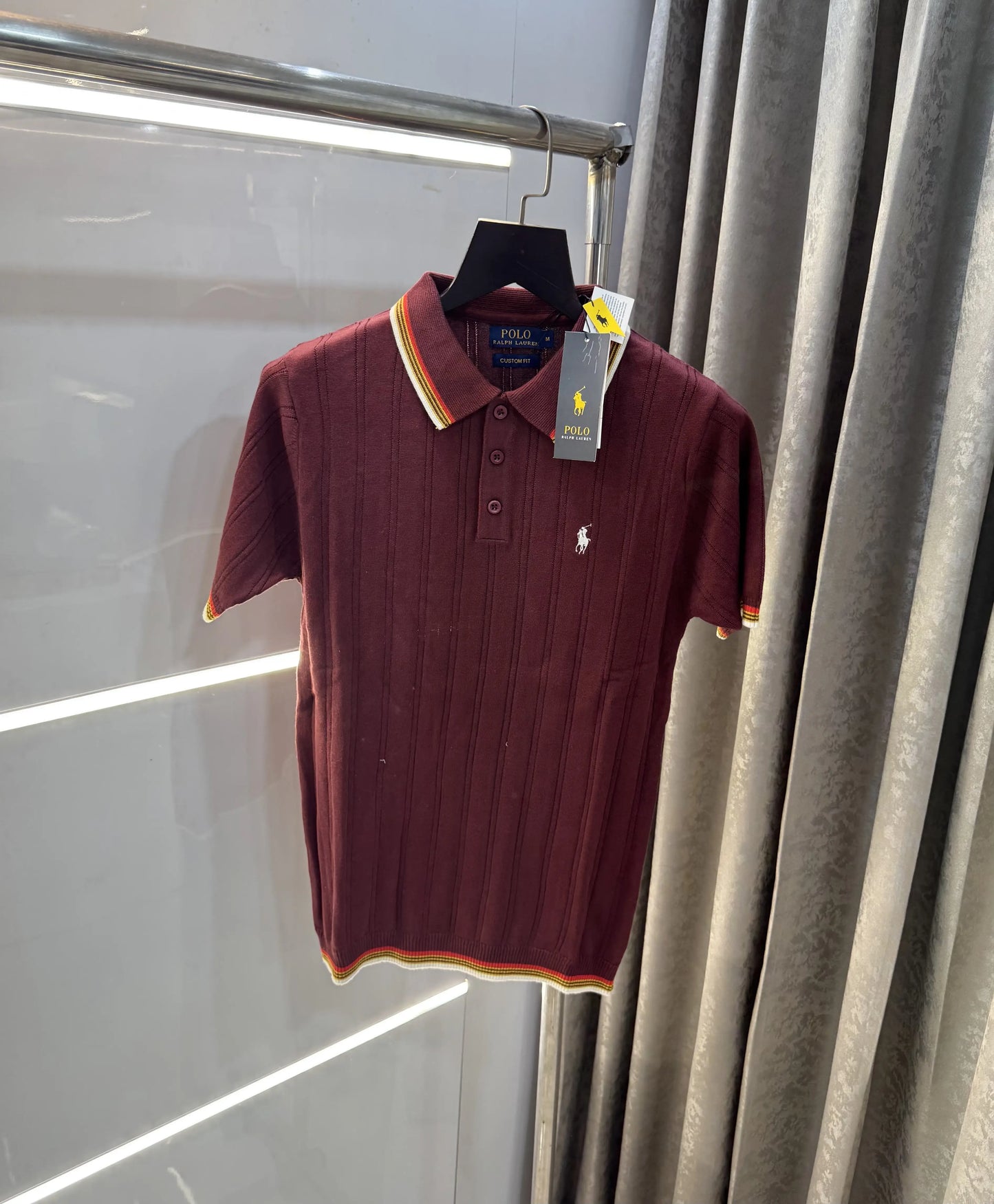 Ralph Lauren Wine Premium Knitted Polo T-Shirt