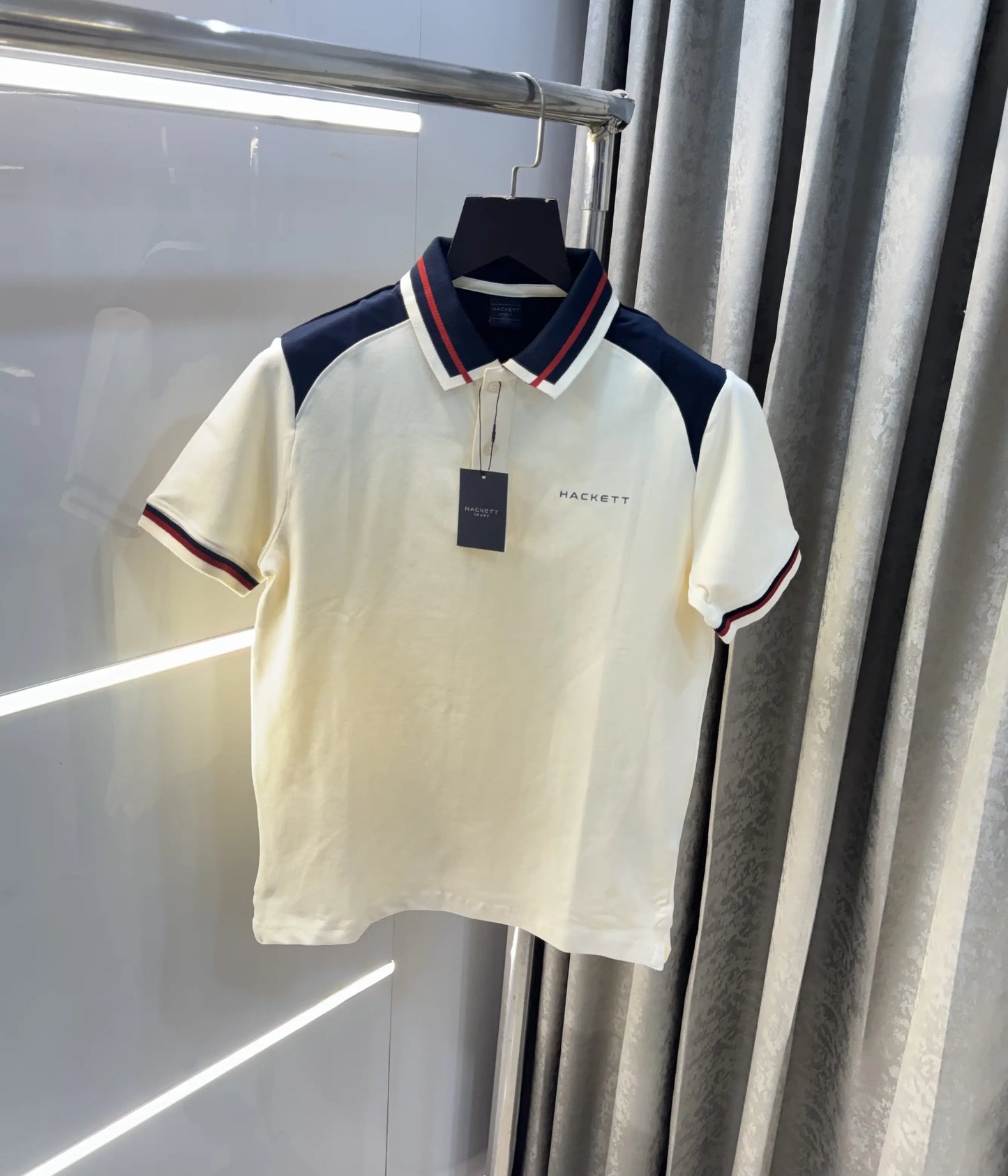 Hacket Cream Logo Work Premium Polo T-Shirt