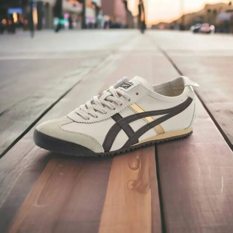 Onitsuk_a Tiger Mexico 66 Beige Brown Gold Mens 7A Premium Sneakers D-1782