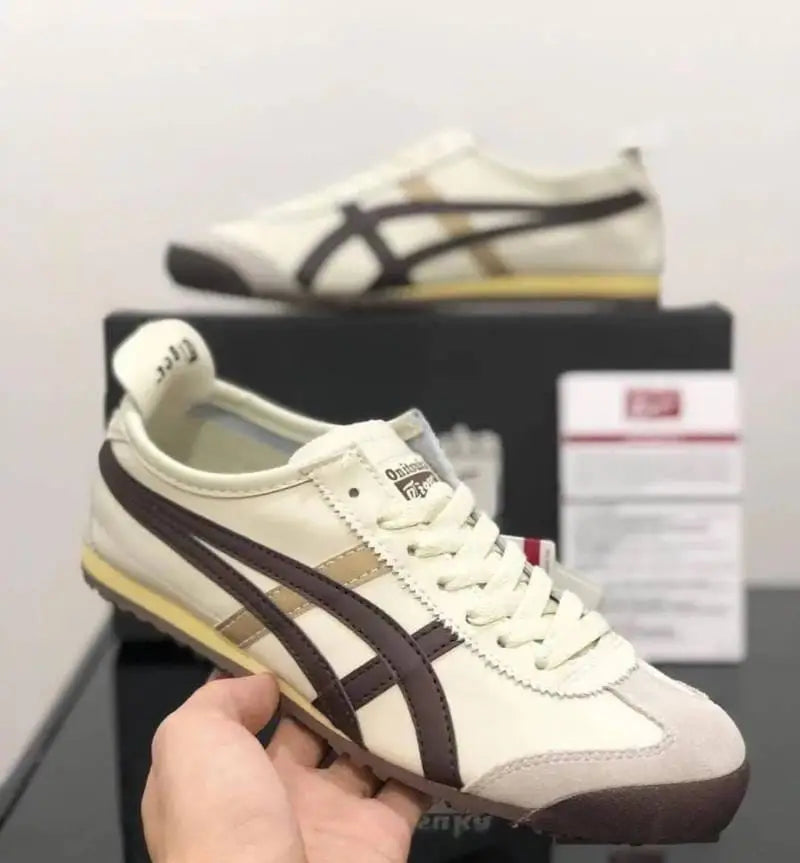 Onitsuk_a Tiger Mexico 66 Beige Brown Gold Mens 7A Premium Sneakers D-1782