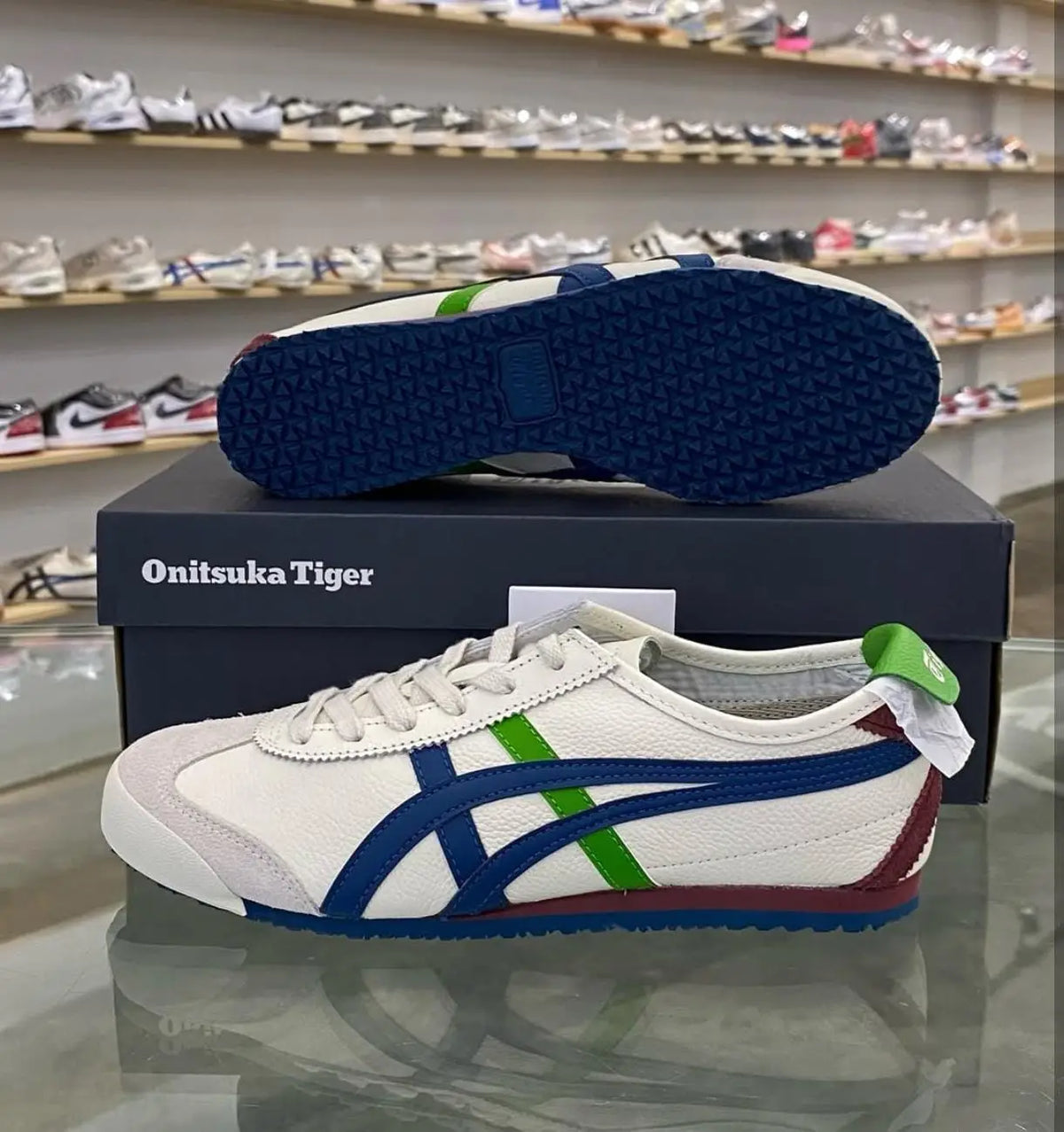 Onitsuk_a Tiger Mexico 66 Blue Green White Girls 7A Premium First Copy D-1836