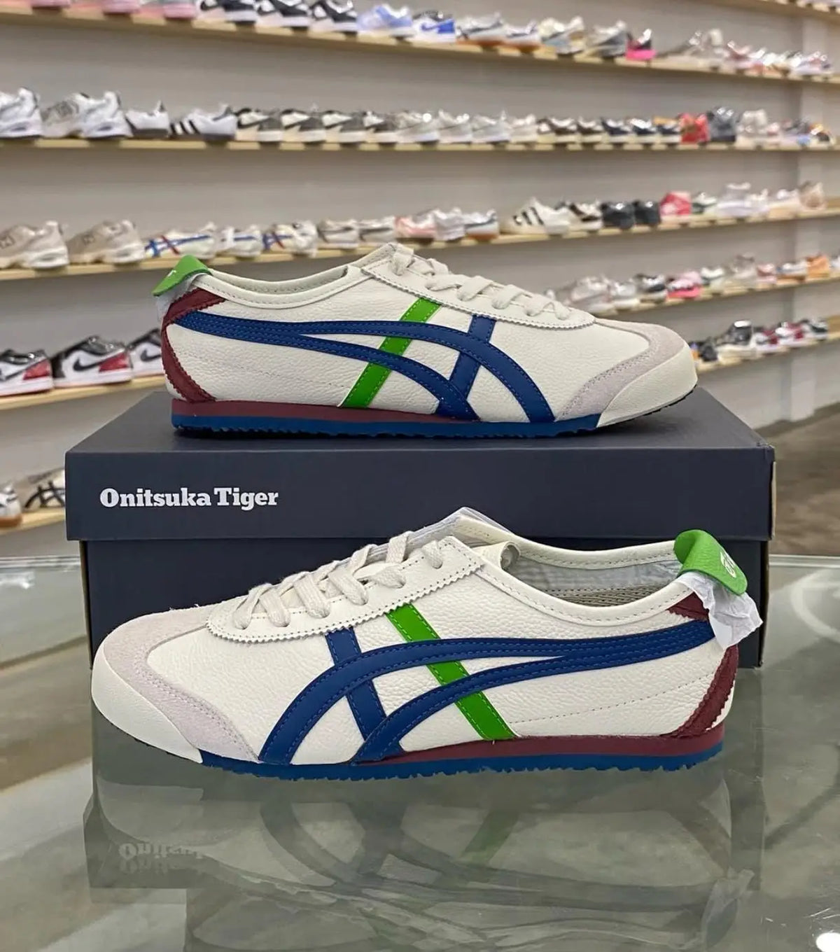 Onitsuk_a Tiger Mexico 66 Blue Green White Girls 7A Premium First Copy D-1836