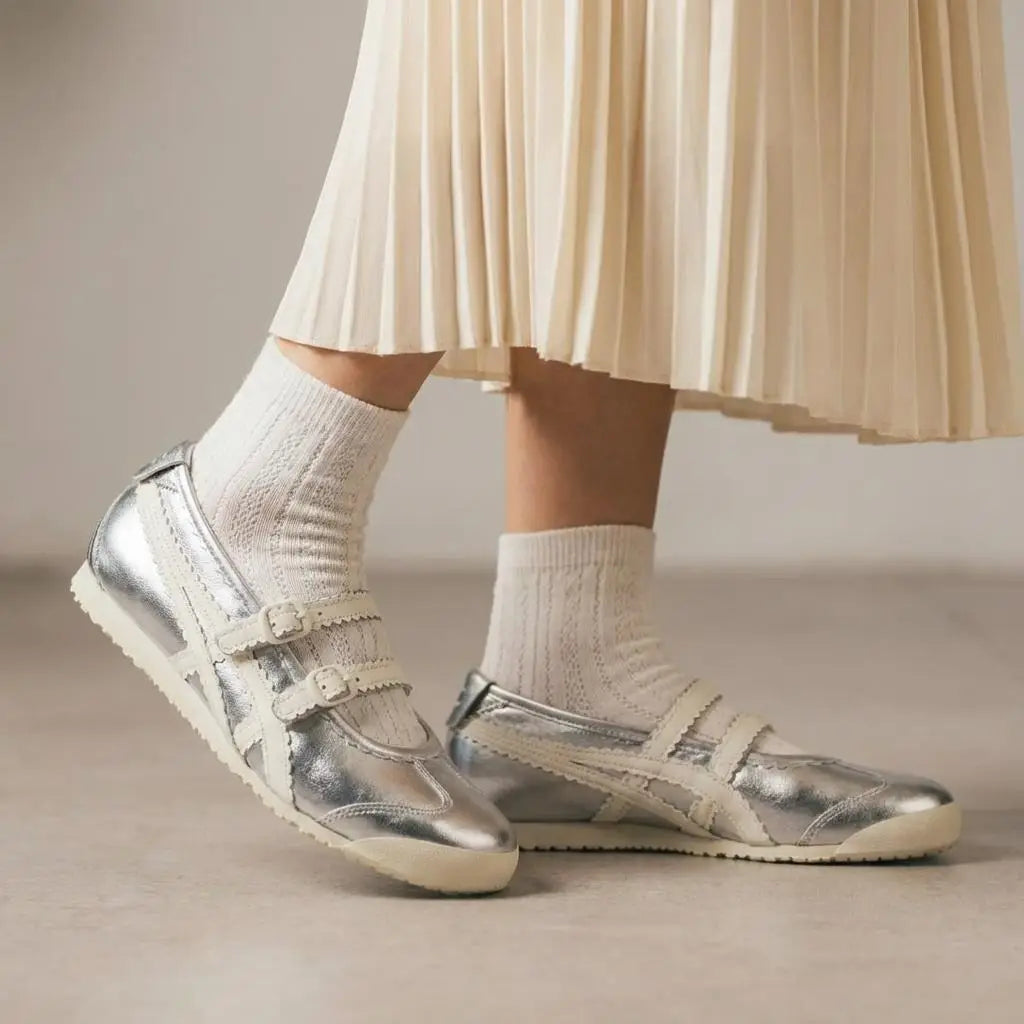 Onitsuka Tiger Mexico 66 TGRS Silver Cream 7A Premium Ladies Sneakers D-2092