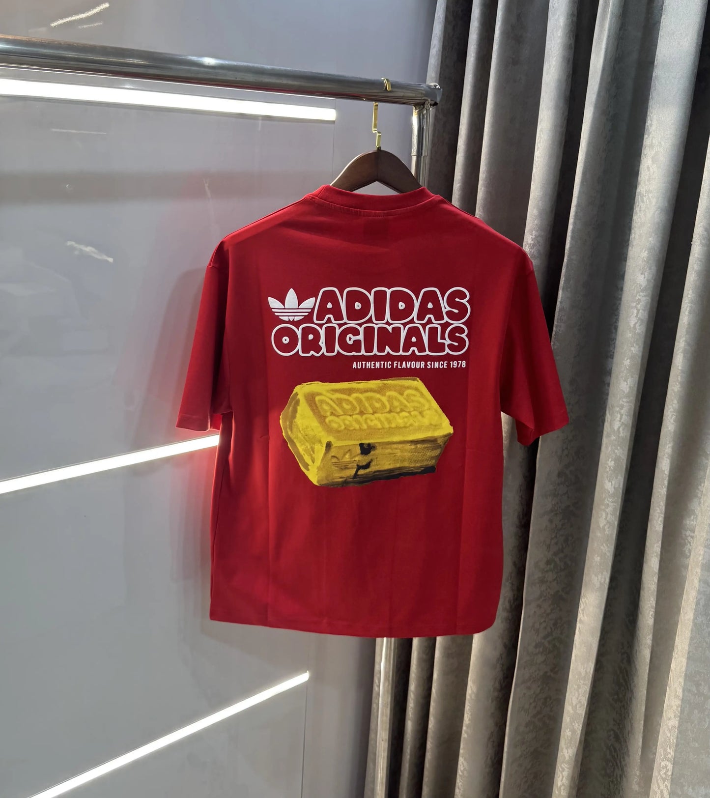 Adidas Red Logo Print Imported Oversized T-Shirt
