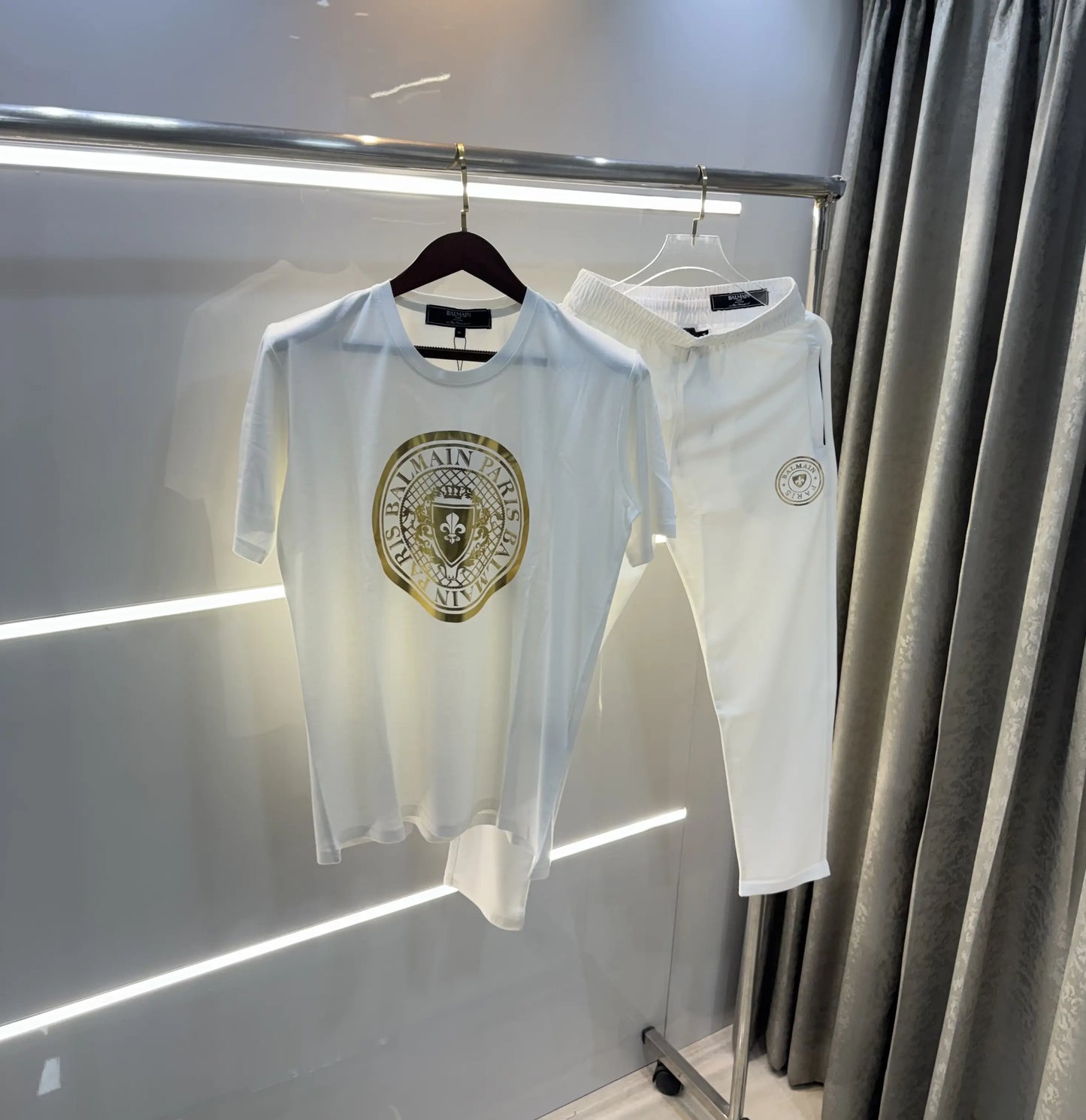 Balmain Paris White Logo Work Premium Cord Set With Premium Packing