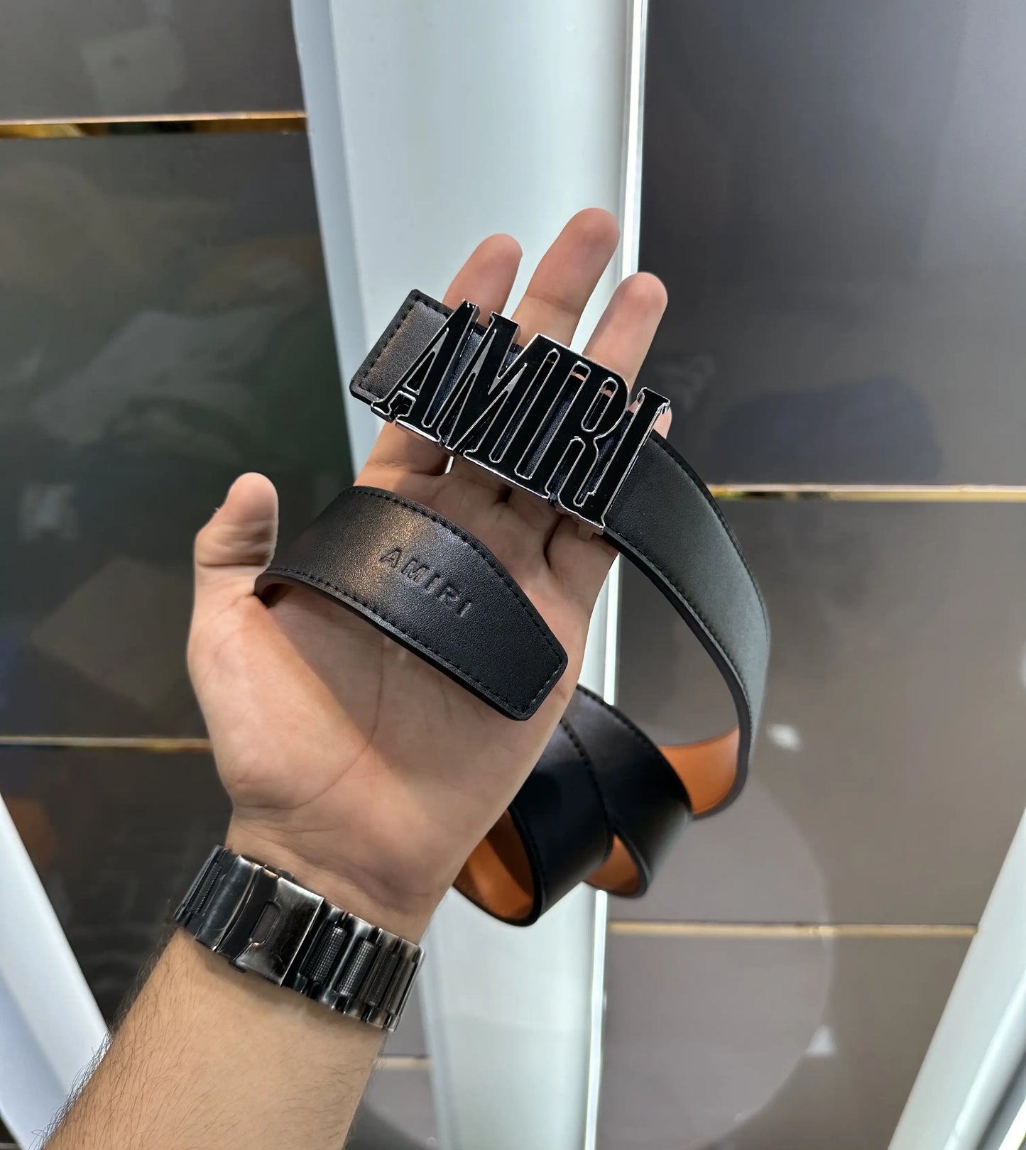 Amiri Silver Black Premium Imported Belt am512