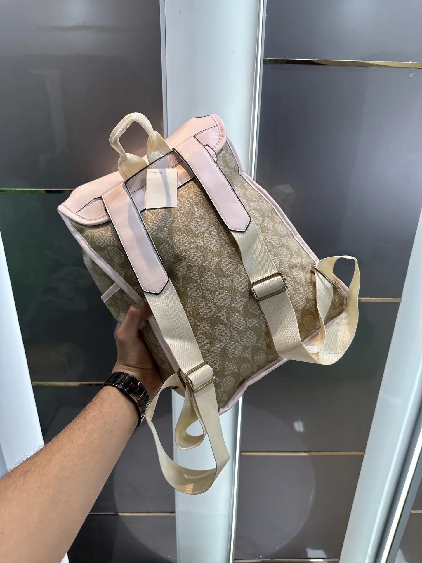 Coac h Monogram Imported BackPack Apricot Pink