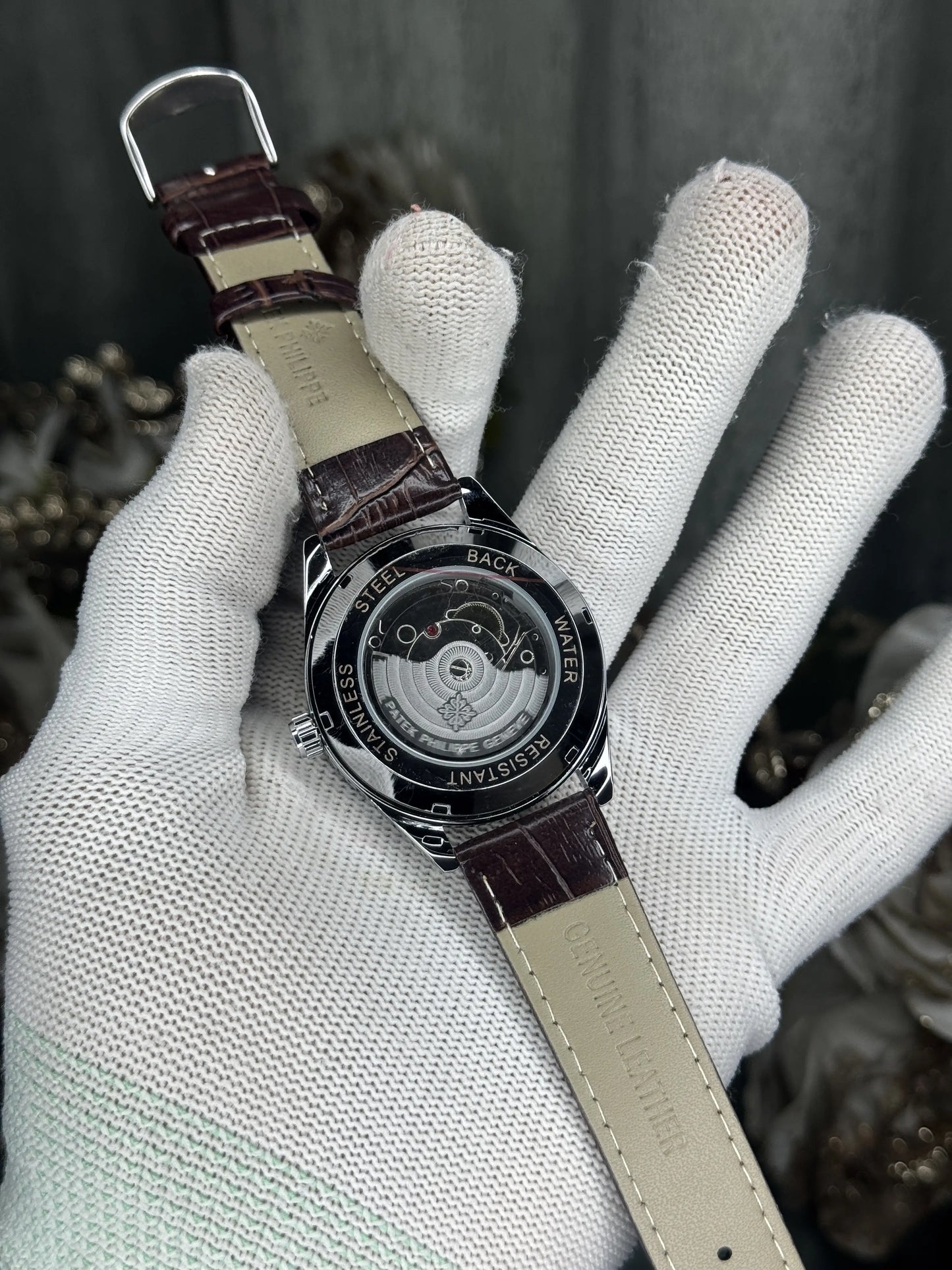 Patek Philipp e Brown White Leather Strap Premium Watch